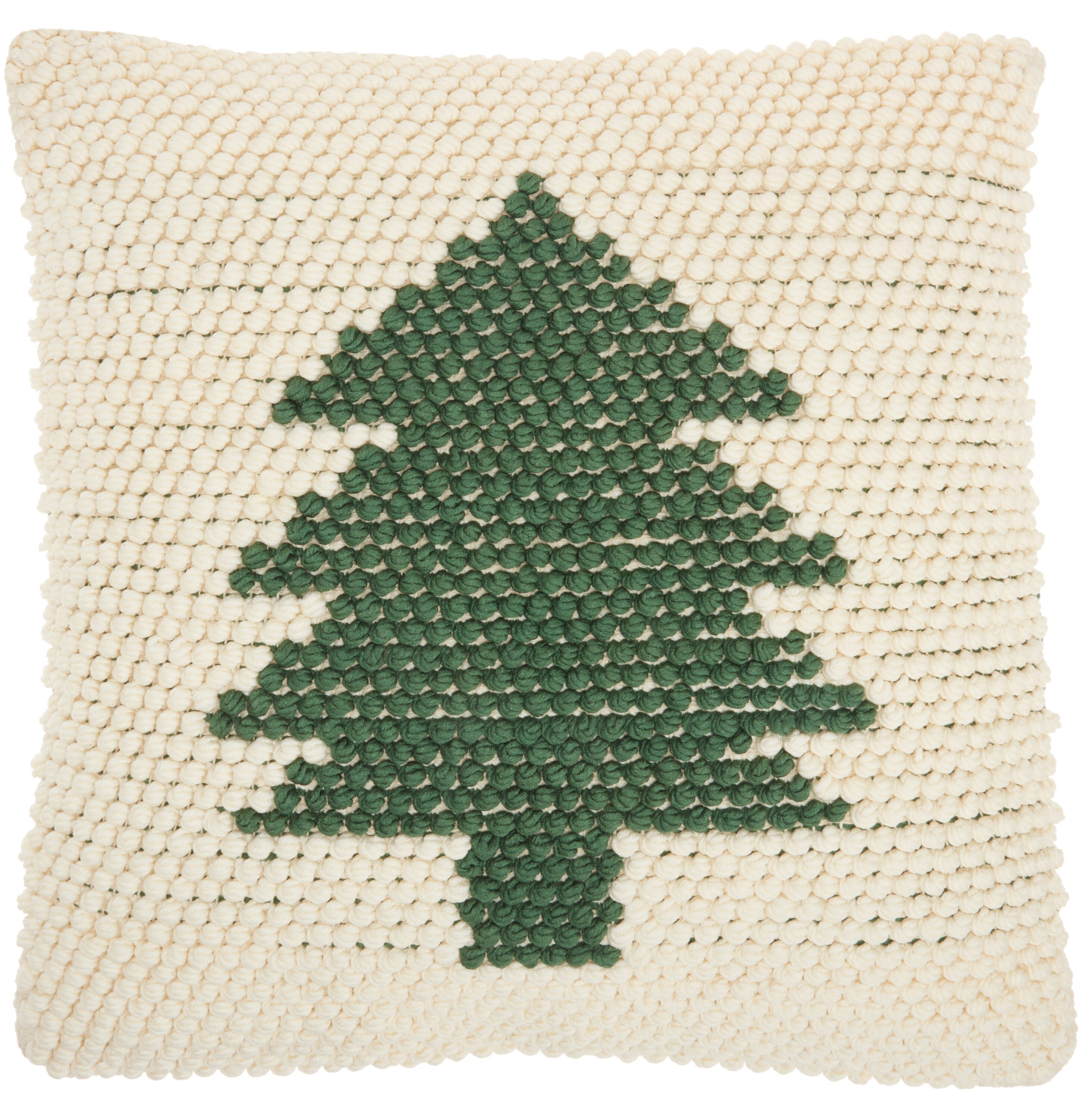 Mina Victory Holiday Pillows 20-in x 20-in Green Ivory Square Indoor Decorative Pillow #0798019054700
