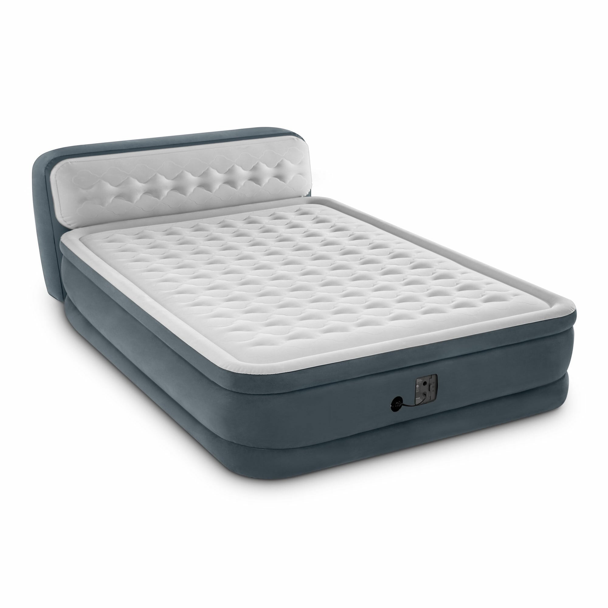 Intex Gray Queen Size Double High Air Mattress with Built in Electric Pump and Plush Headboard 201842 at Lowes