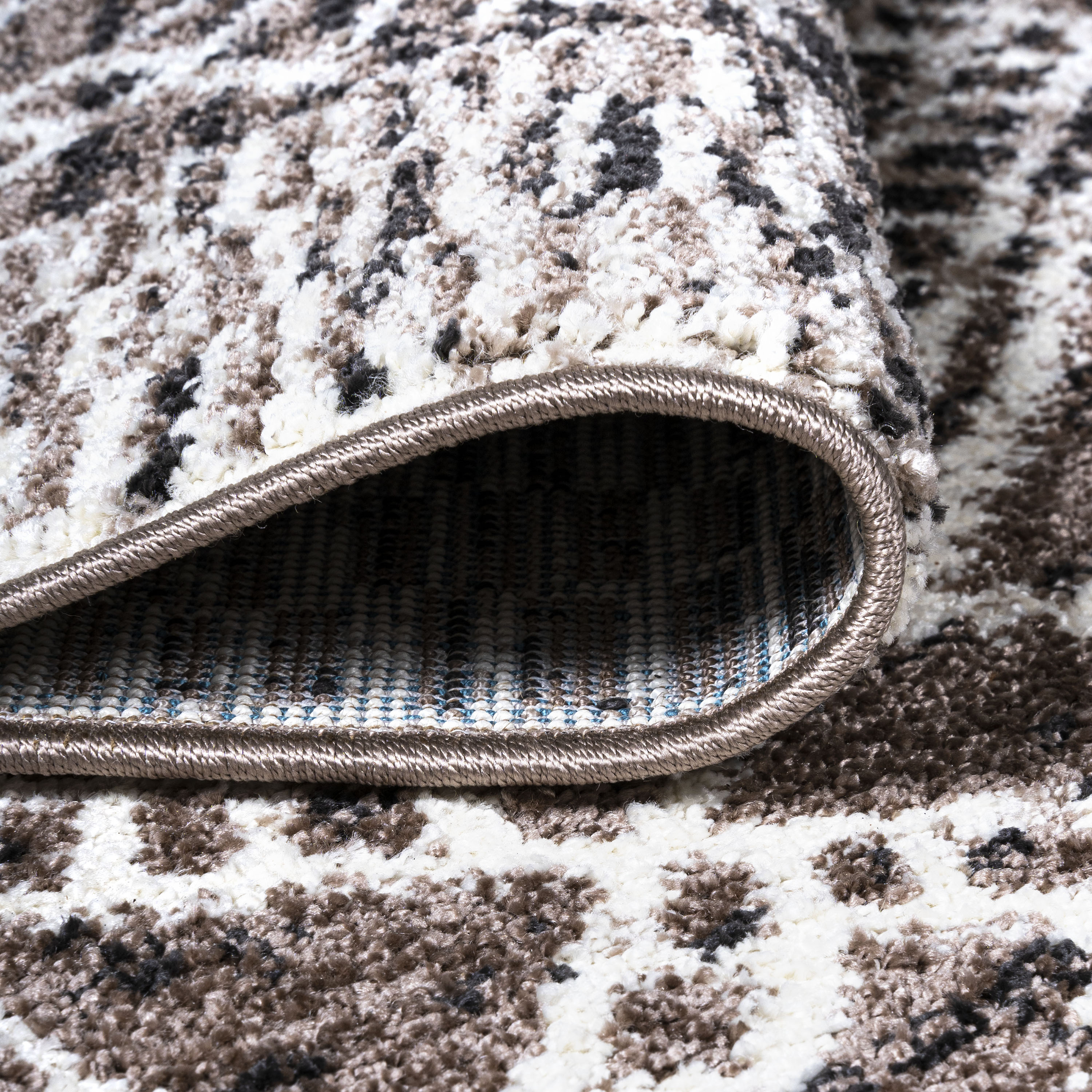 Ivory and Brown Moroccan-Inspired Easy-Care Area Rug