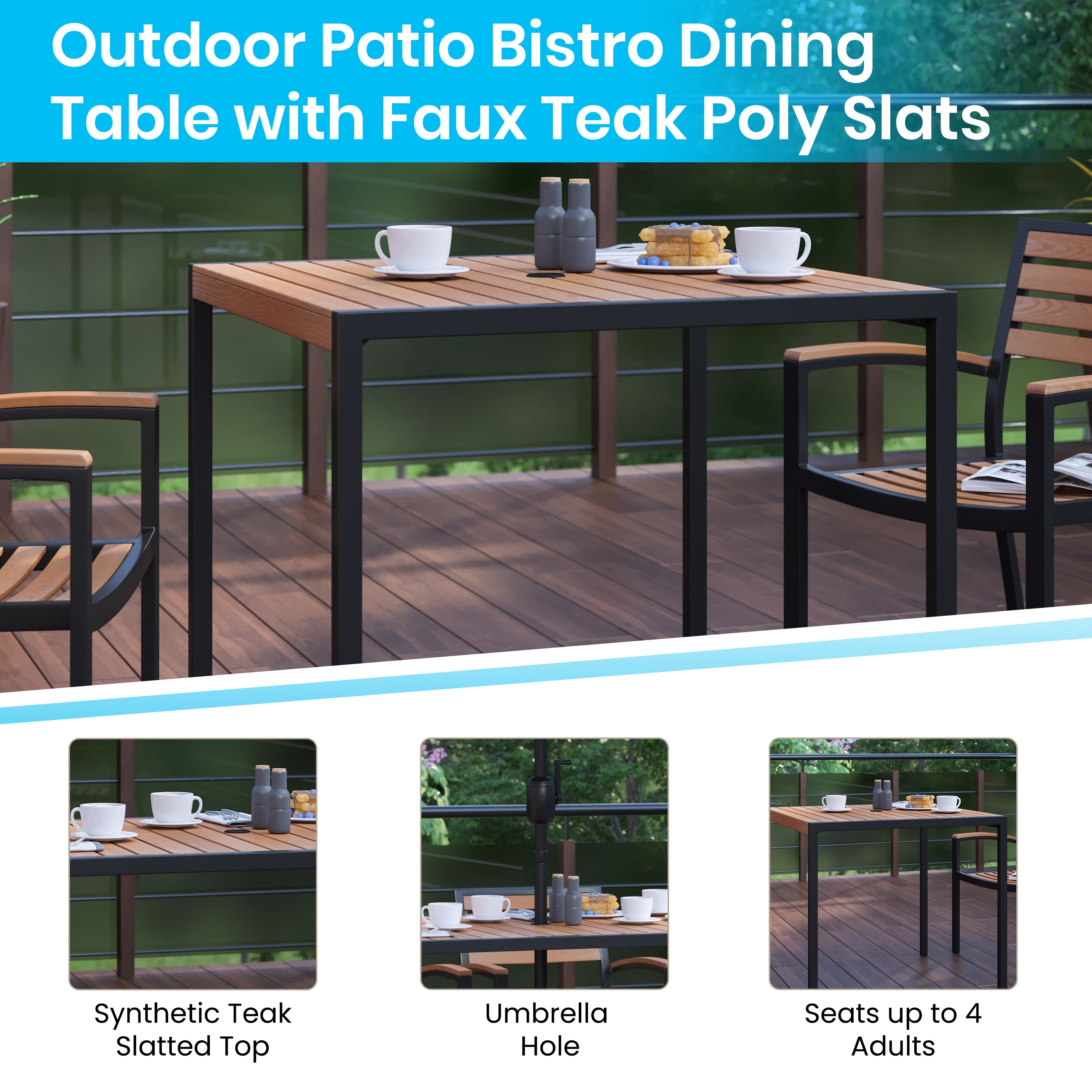 Lark 4-Person Black Aluminum and Plastic Outdoor Dining Set