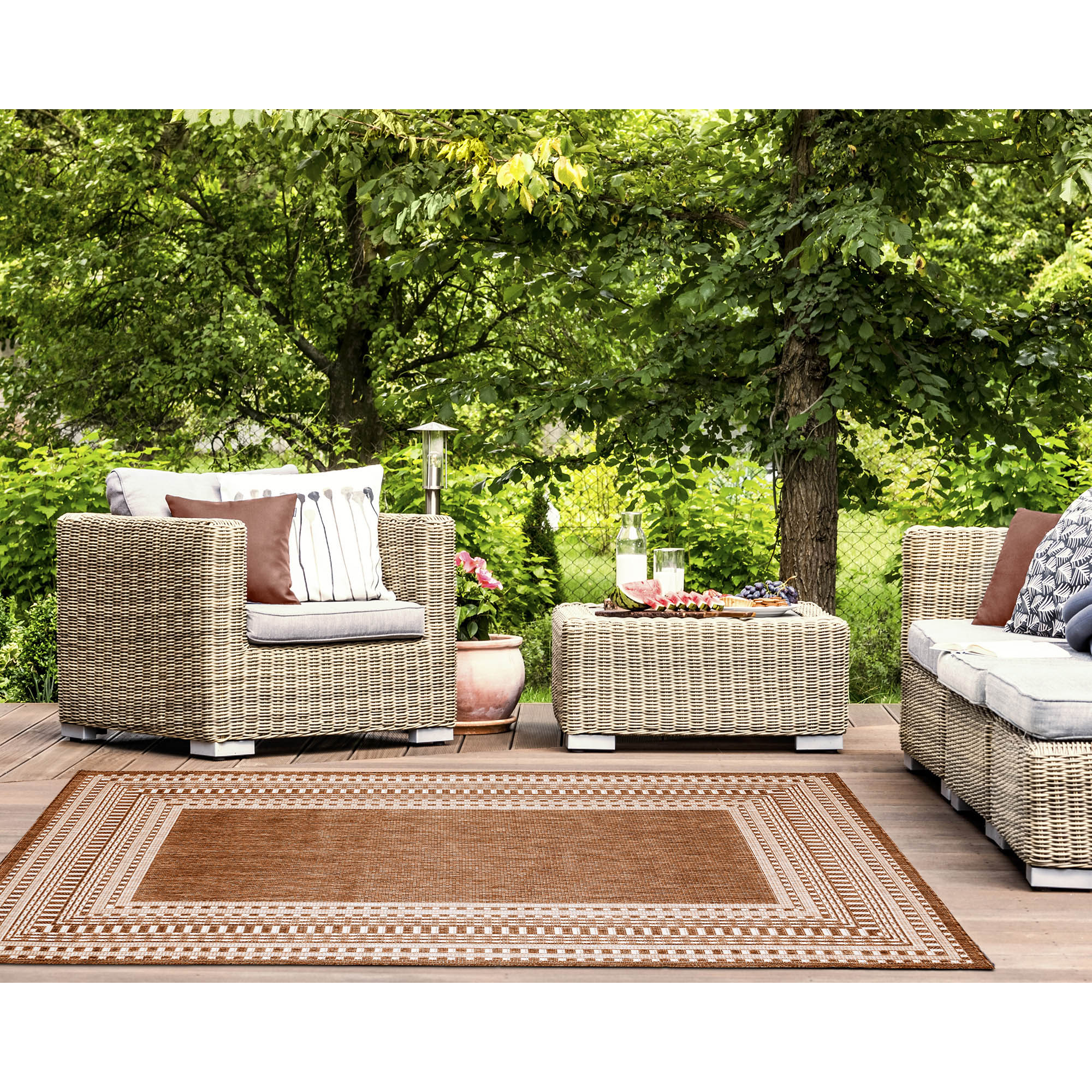 Liora Manne MAU58822512 Malibu 5 x 8 (ft) Loomed Polypropylene Neutral Rectangular Indoor/Outdoor Geometric Area rug