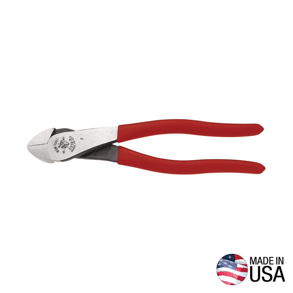 Klein Tools D2388 Diagonal Cutting Pliers, High-Leverage, Angled Head, 8-Inch