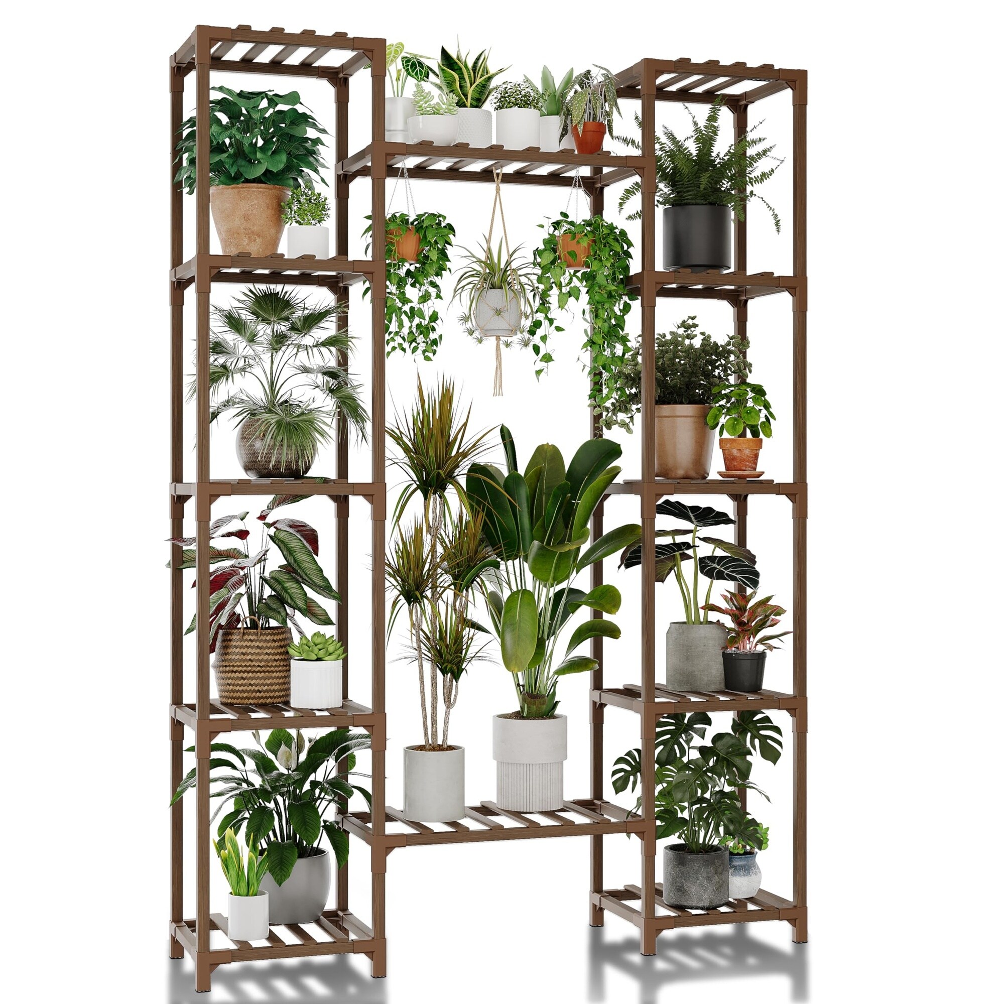 Adrinfly Plant Stand Indoor Outdoor 62 Inch Tall Wood Shelf for 12