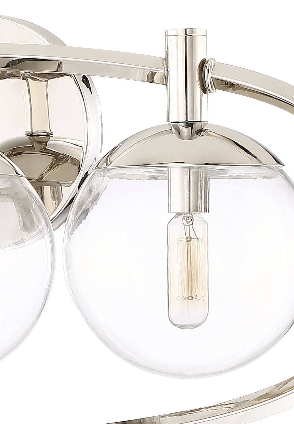 Piltz 23" Polished Nickel Solar-Inspired 3-Light Vanity with Clear Glass Shades