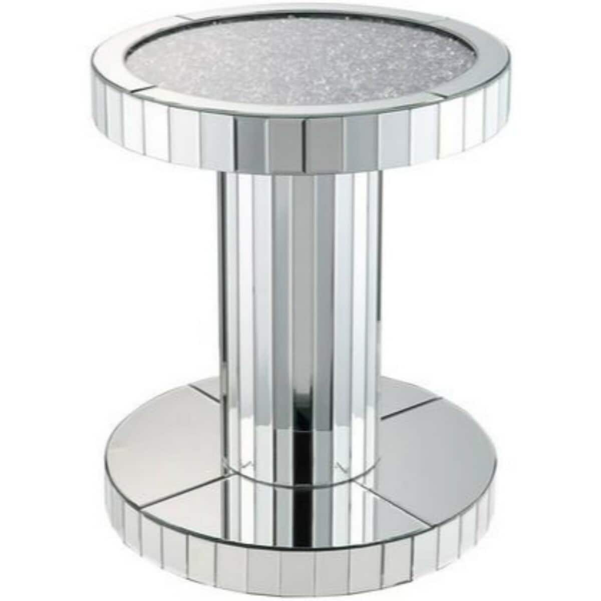 Benzara 51652 Metal Reel Glass Accent Table for sale online