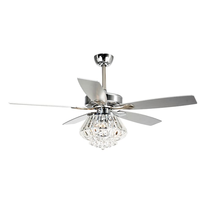Parrot Uncle 52 In Chrome Led Indoor, Crystal Ceiling Fan Chandelier