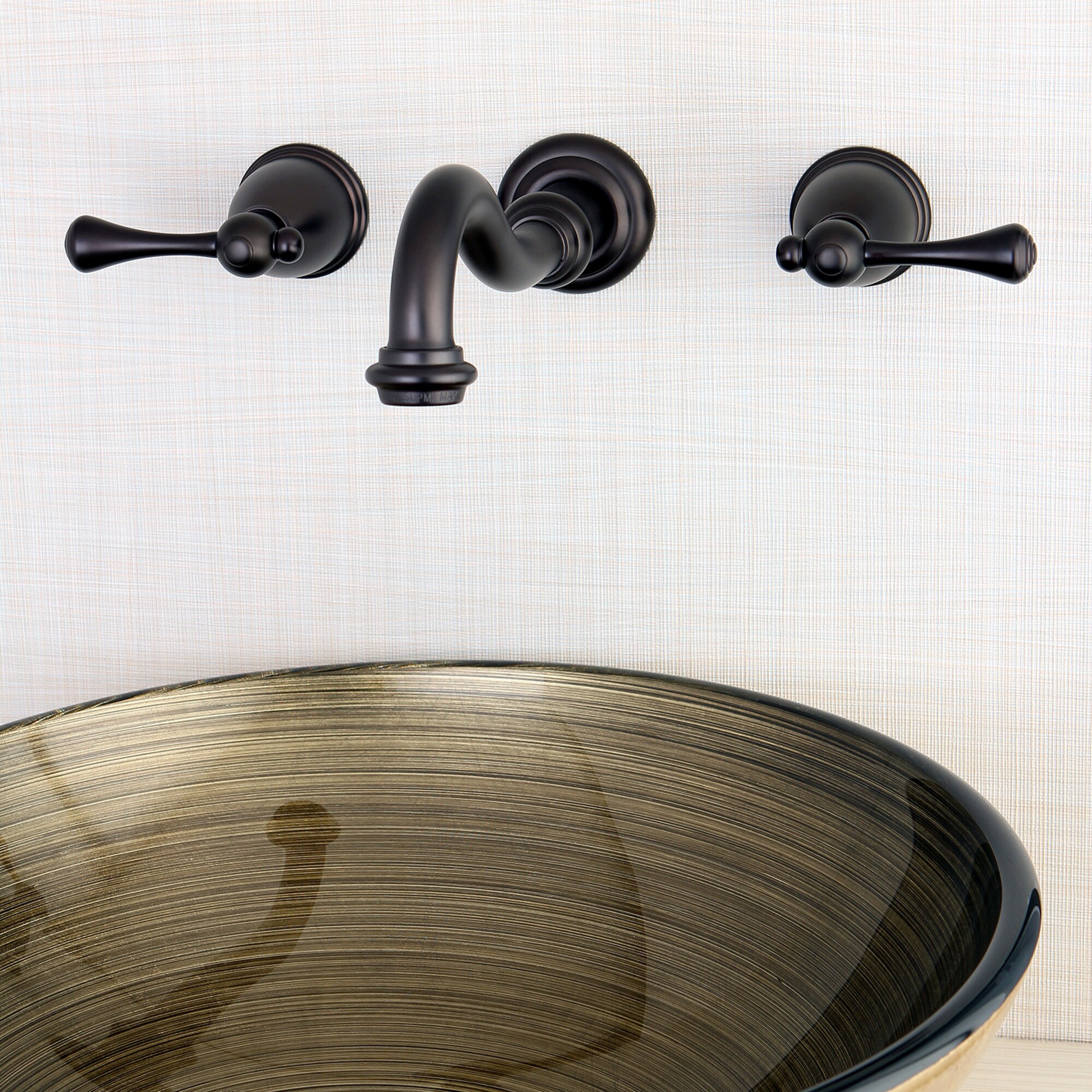 Kingston Brass WLKS3125BL Vintage Oil-rubbed bronze Wall-mount 2-handle Low-arc Residential Handle Bathroom Sink Faucet