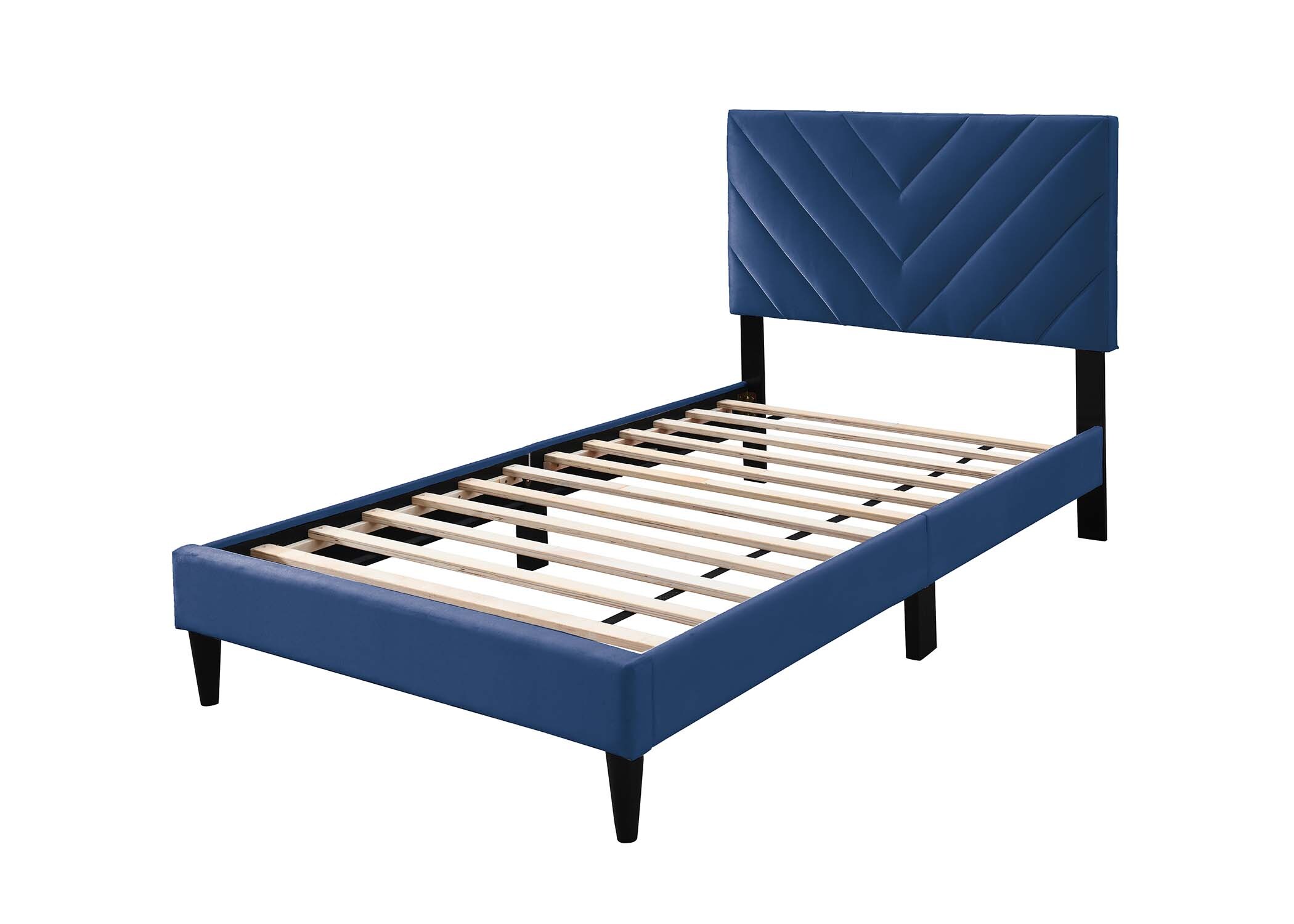 Blisstyle Modern V Stitching Tufted Design Twin Bed Velvet Upholstered ...