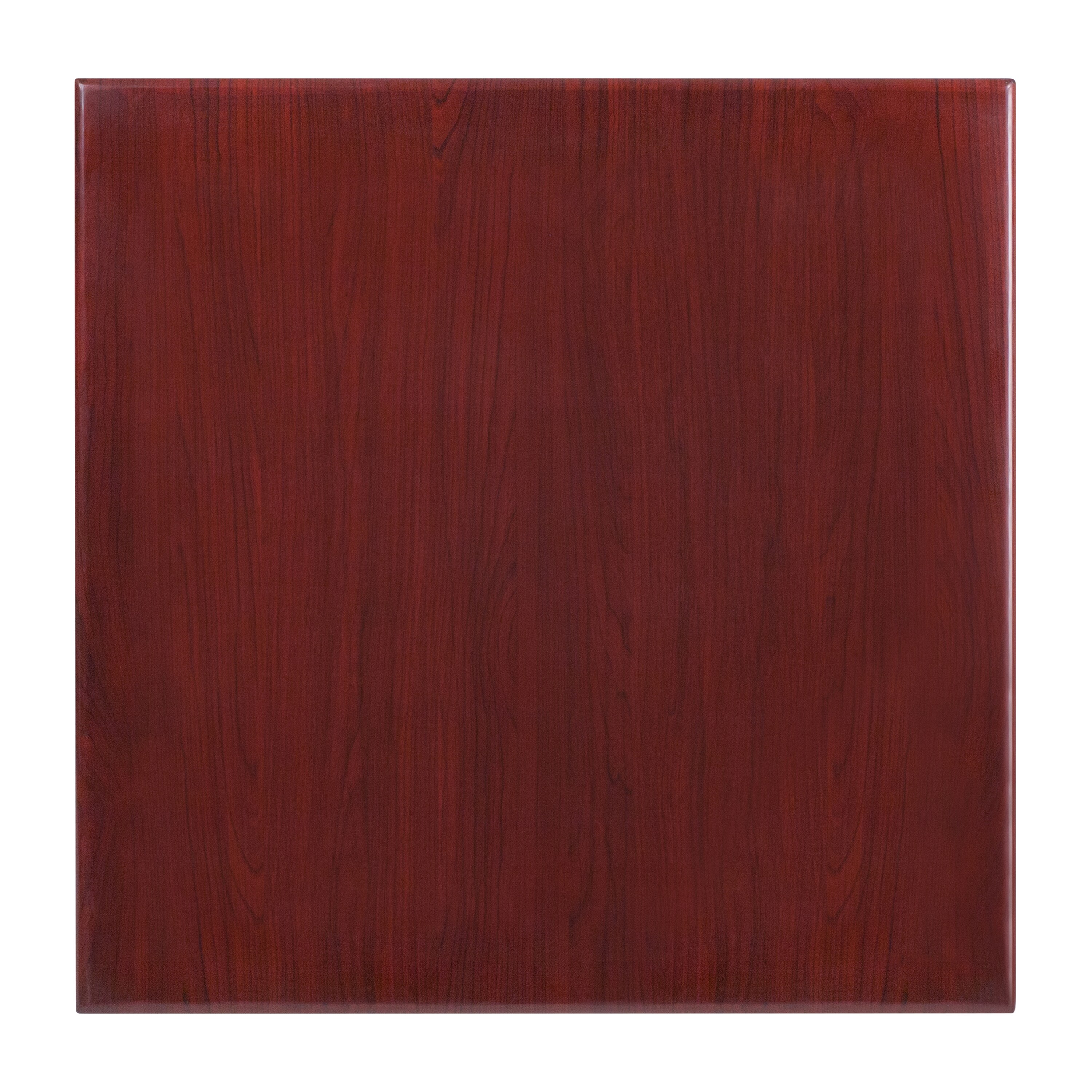 Flash Furniture 889142008545 Glenbrook 30-in Square High-Gloss Mahogany Resin Table Top with 2-in Thick Drop-Lip