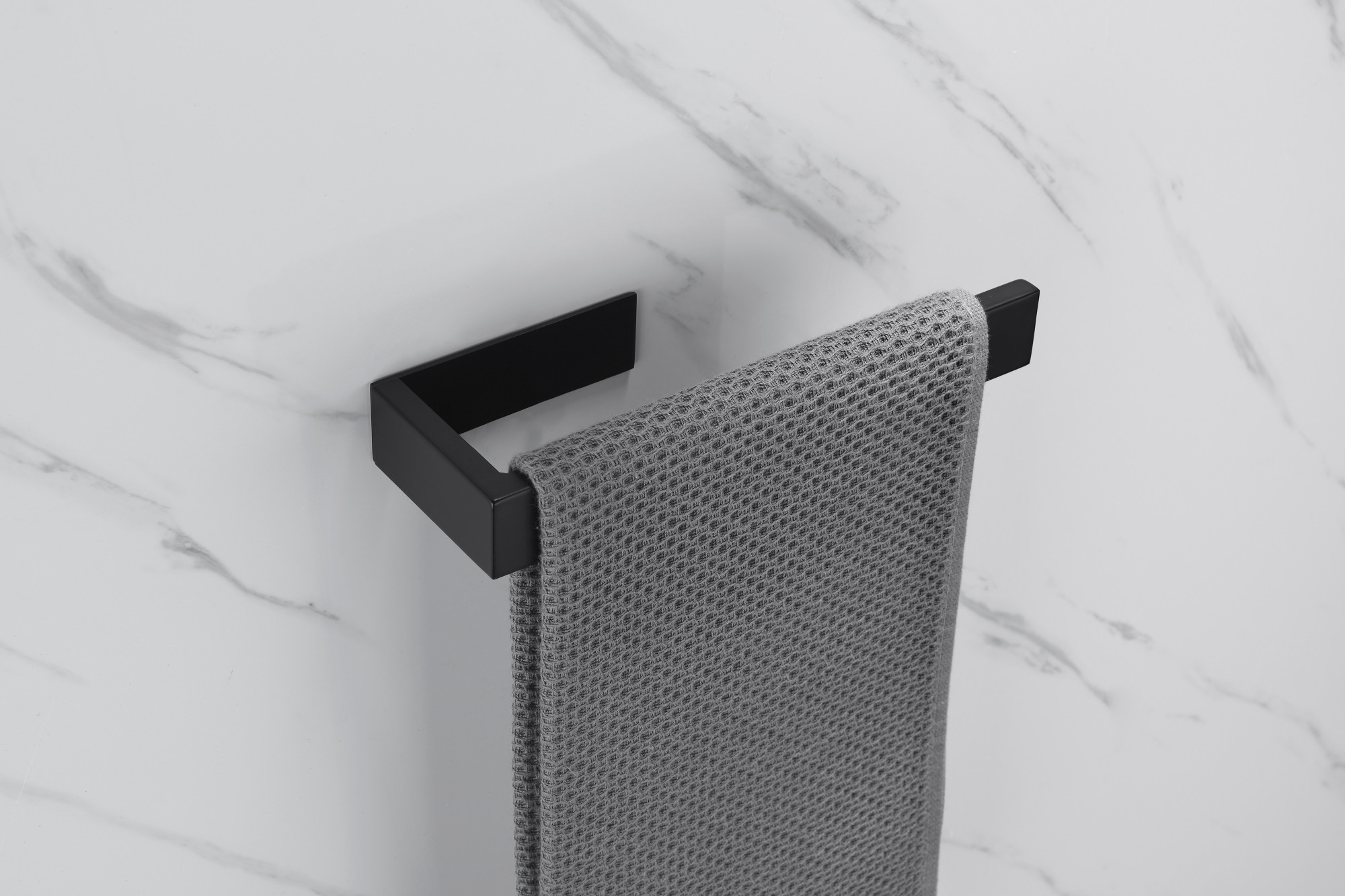 Nestfair KPA75002B 4 -Piece Matte Black Decorative Bathroom Hardware Set Towel Bar, Toilet Paper Holder, ,Robe Hook Included