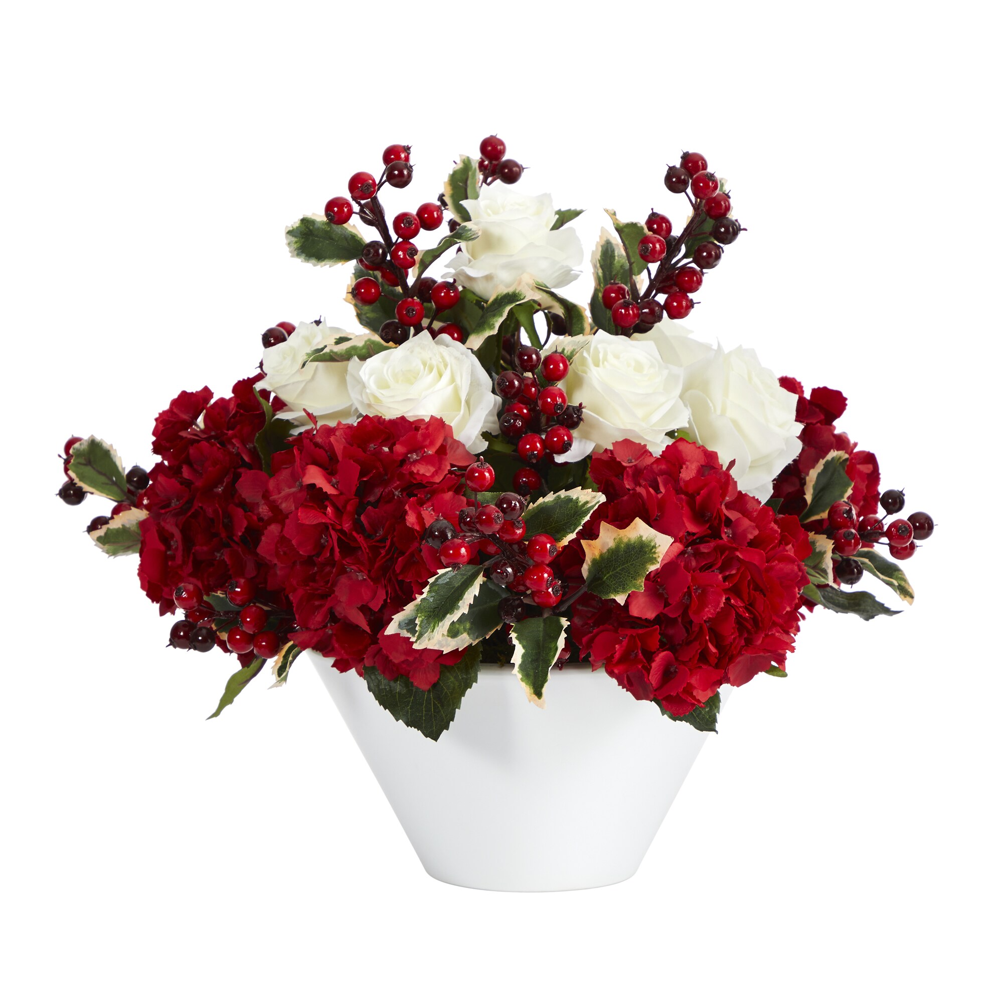 Nearly Natural A1408 17-in Tabletop Decoration Holly Christmas Decor