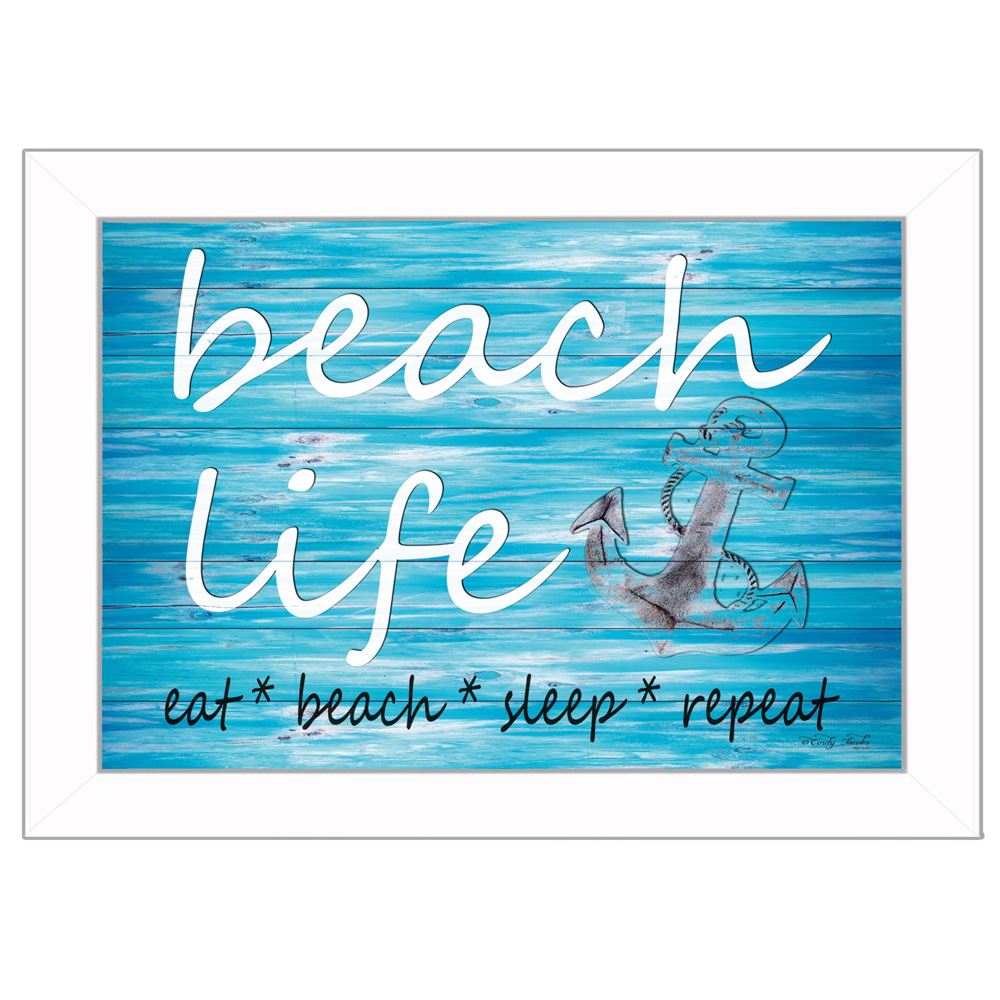 Trendy Decor 4U CIN123B-712W White Wood Framed 10-in H x 14-in W Vintage/Retro Paper Print