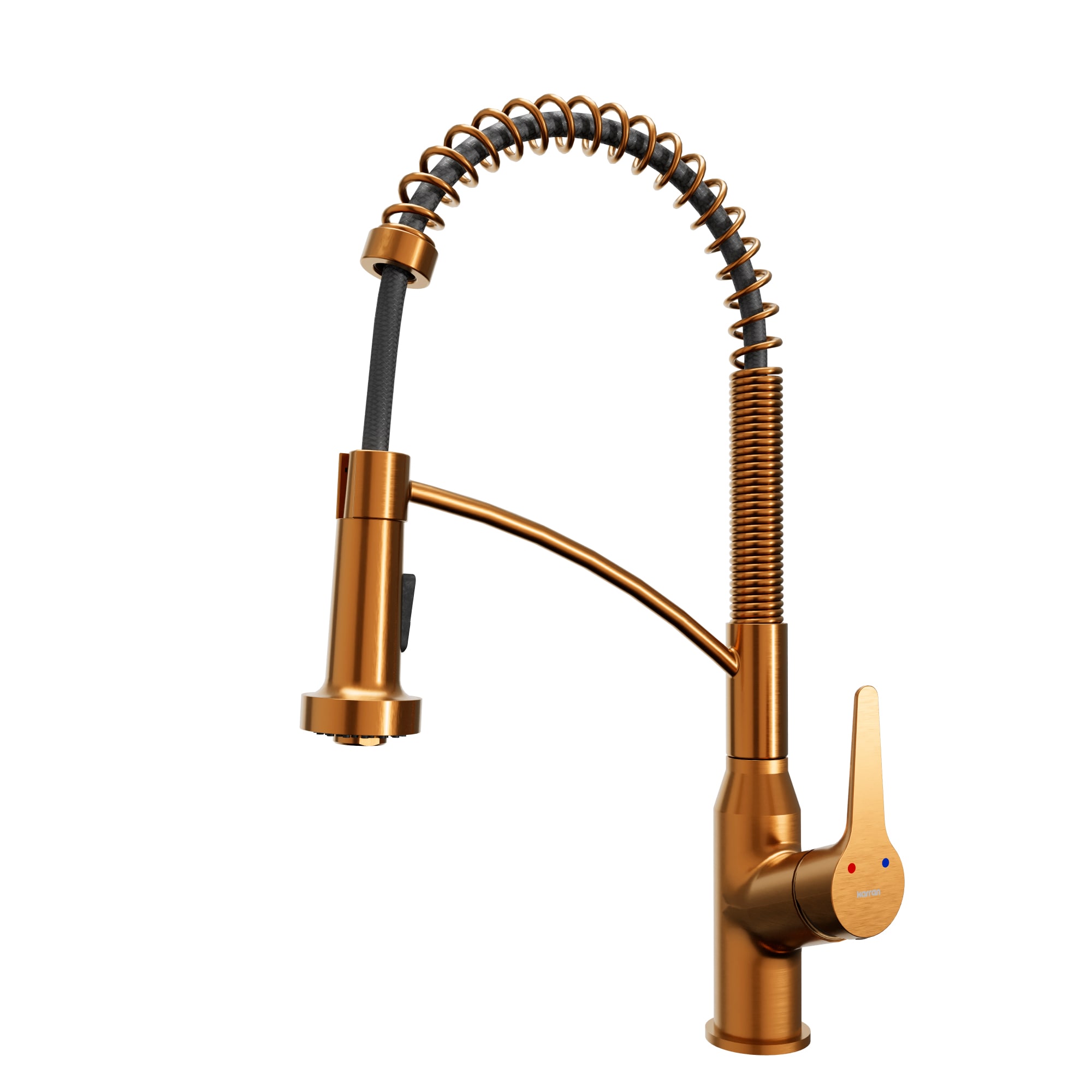 Brushed Copper Pull-Down Kitchen Faucet with Brass Construction