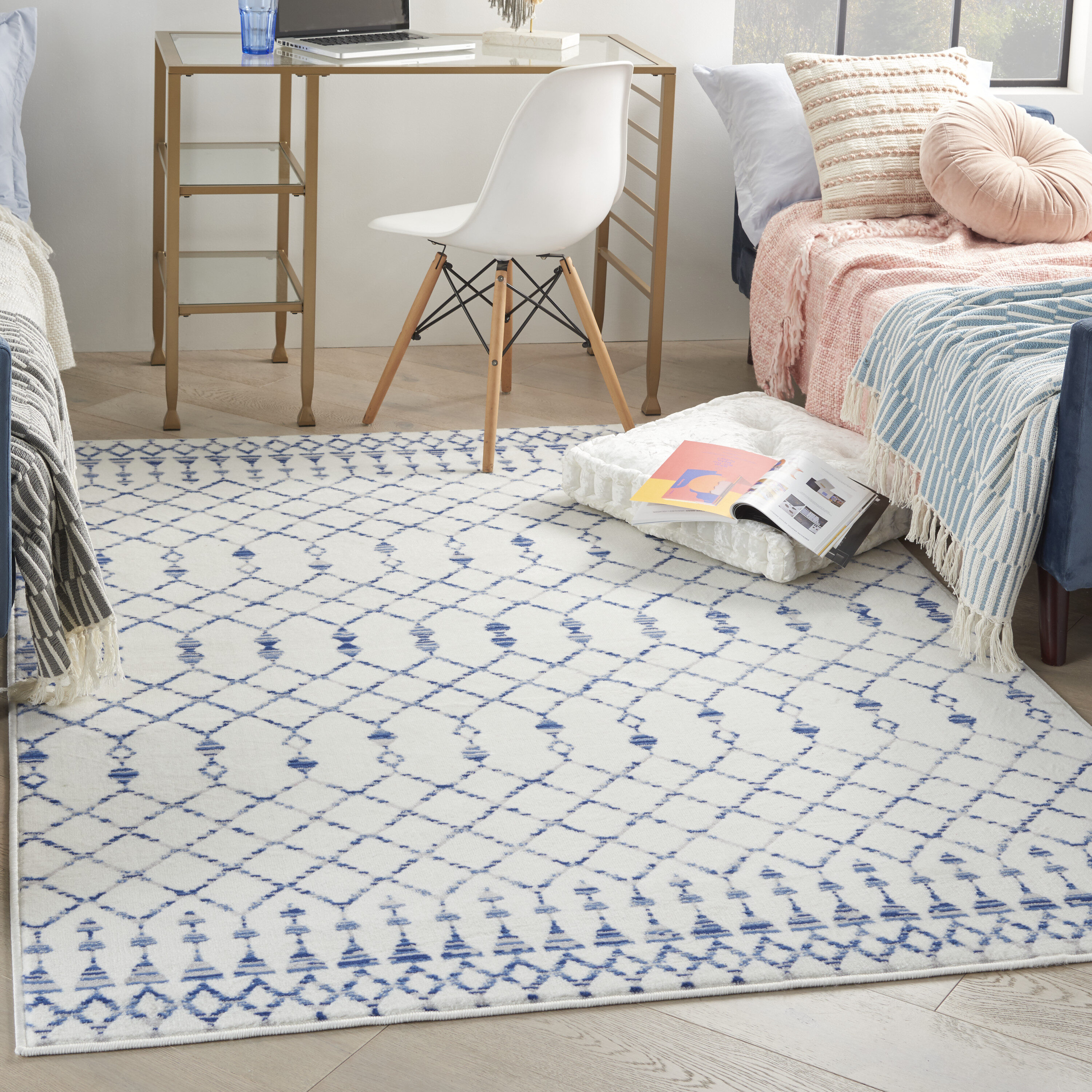 Nourison 99446830784 Whimsicle 5 x 7 (ft) Loomed Polypropylene Ivory Rectangular Indoor Tribal Area rug