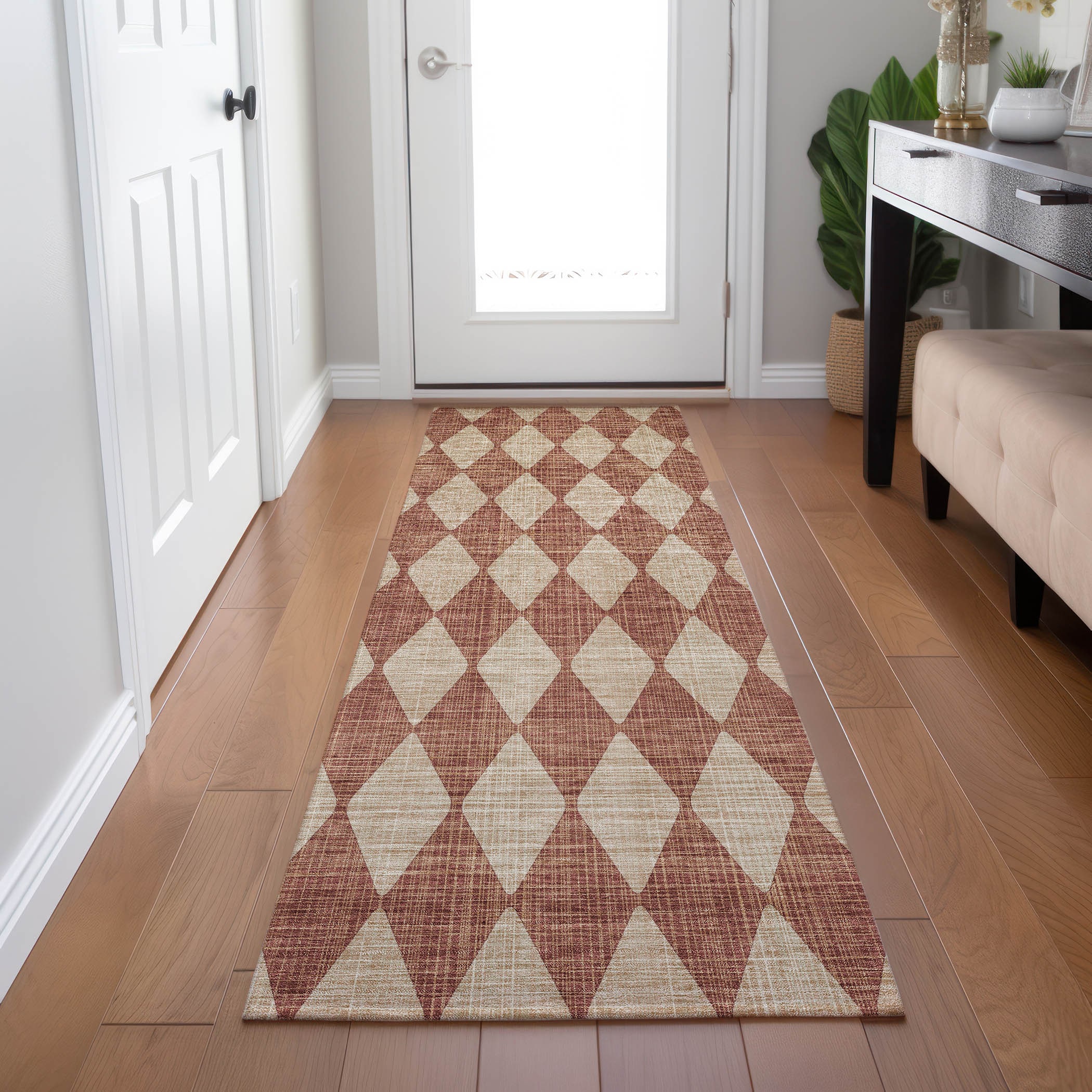 Addison Rugs ACN578PK2X8 Chantille ACN578PK 2 x 7 (ft) Polyester Paprika Rectangular Indoor/Outdoor Geometric Machine washable Area rug