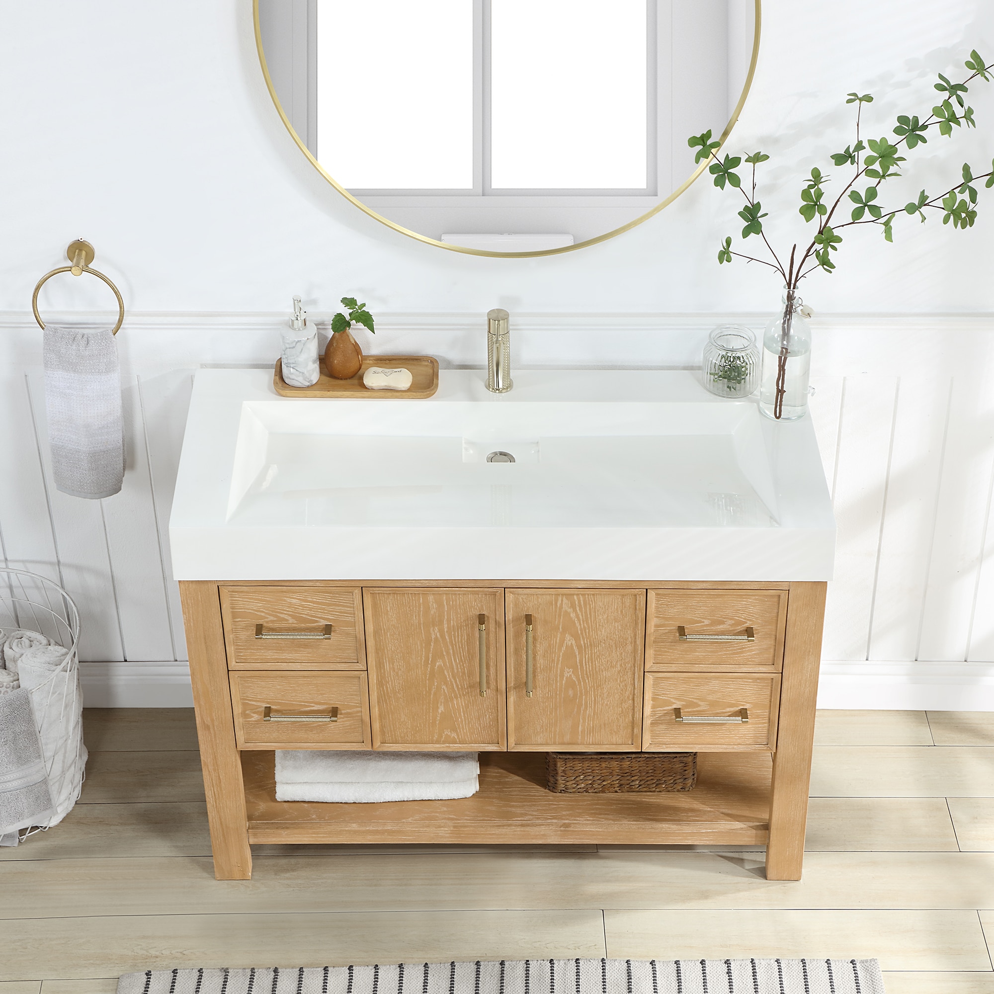 Vinnova Vera 48 In. Free-standing Single Bath Vanity In Washed Ash Grey 