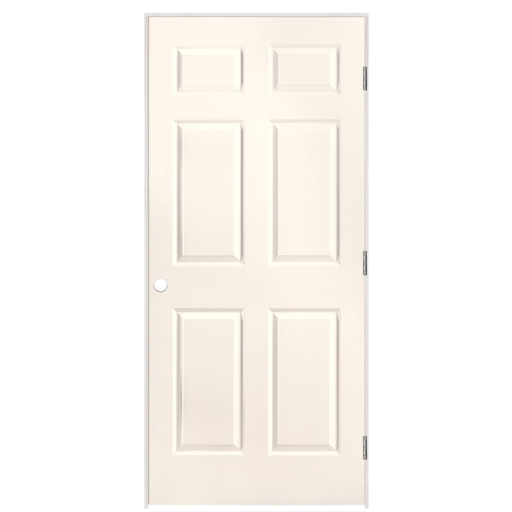 Masonite 630154 36-in x 80-in Ultra White Solid core 6-panel Left hand Textured Prefinished Molded composite Flat Jamb Single Prehung Interior Door