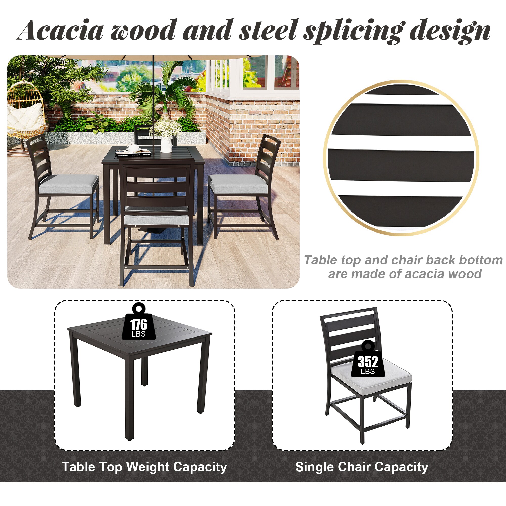 Forclover ALUS-334BK Patio-Dining-Sets - View #6