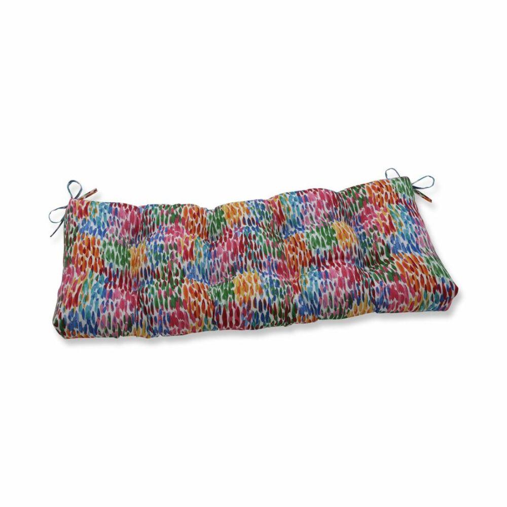 Pillow Perfect 656700 Make It Rain Zinnia 44-in x 18-in Blue Patio Bench Cushion