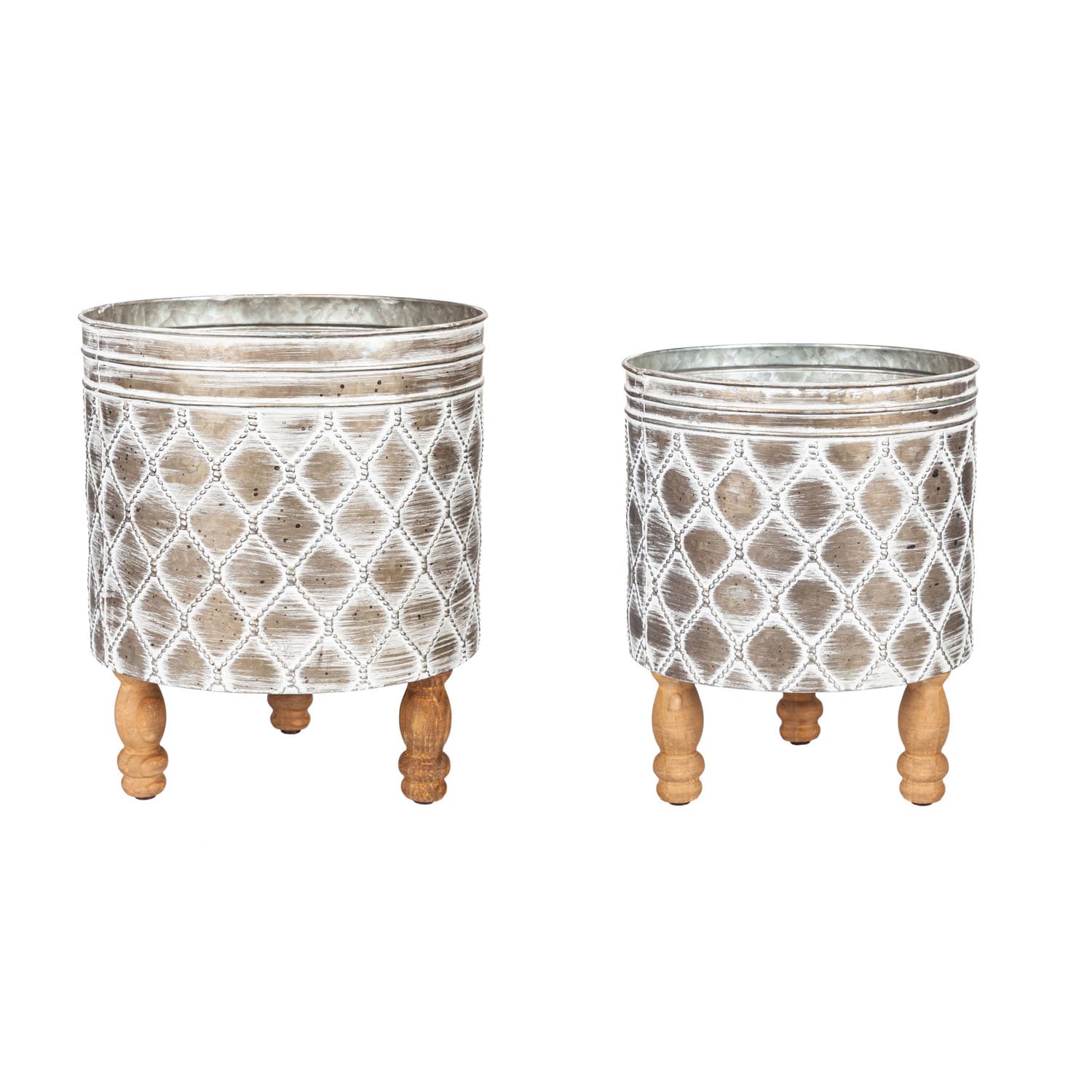 Evergreen 8PMTL5257 Round 12.8-in W x 15.4-in H x 12.8-in D Silver Metal Indoor/Outdoor Planter