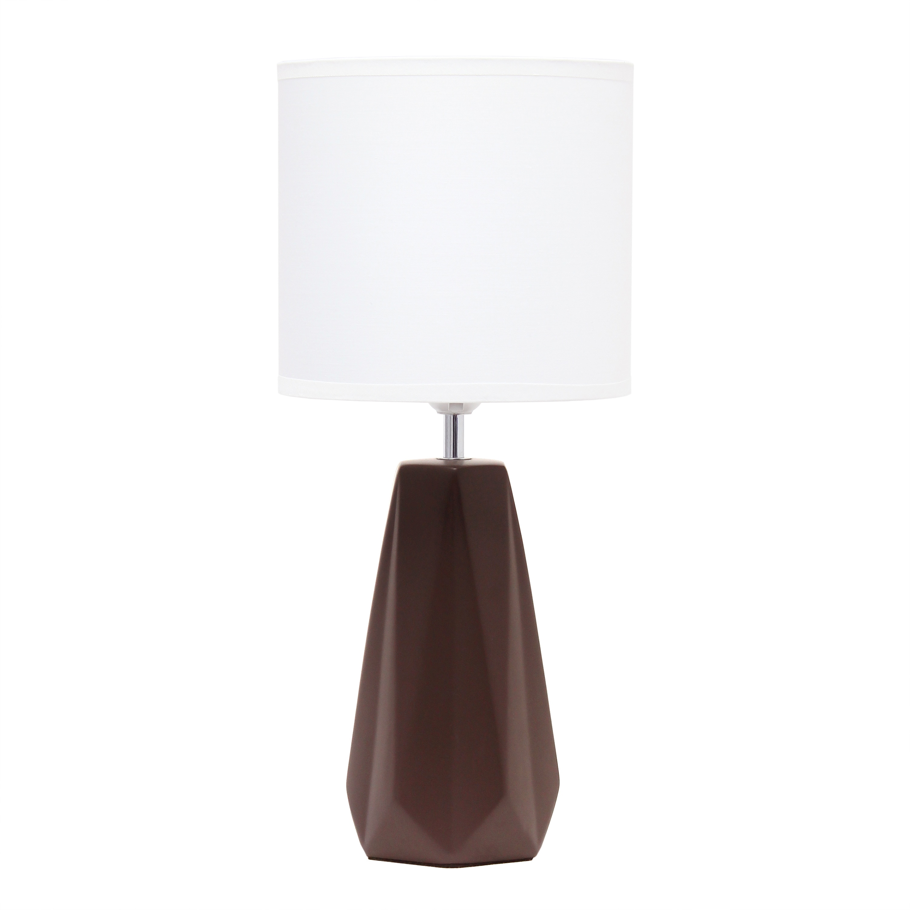 Simple Designs LT2082-BWN 17.5-in Brown Table Lamp with Fabric Shade