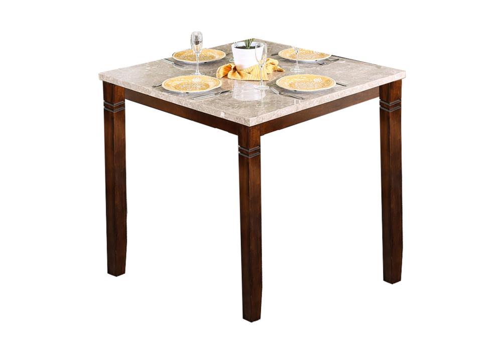 Benzara BM137567 Brown Contemporary/Modern Counter Table, Marble with Brown Wood Base