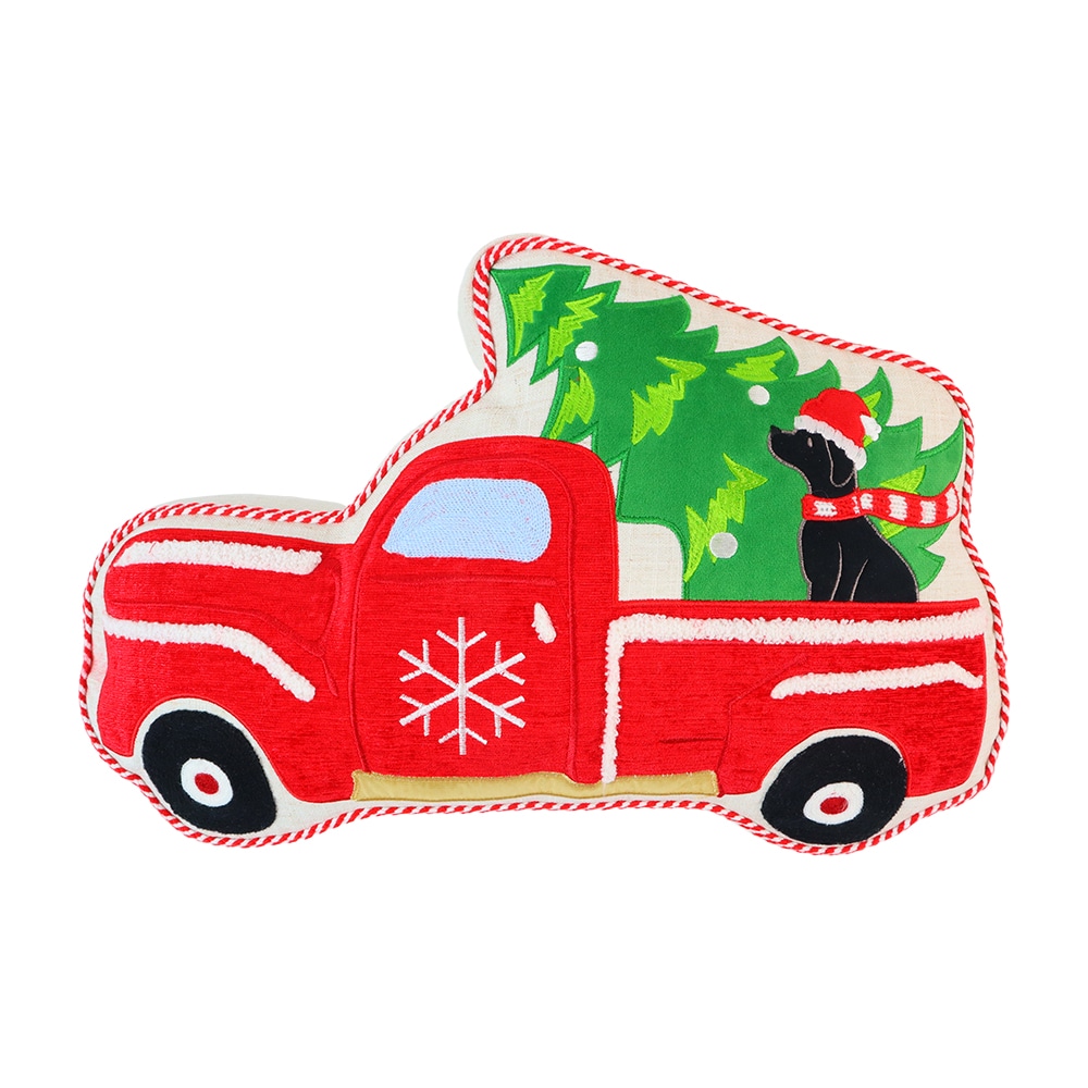 Holiday Living Dog in Truck Decorative Christmas Pillow