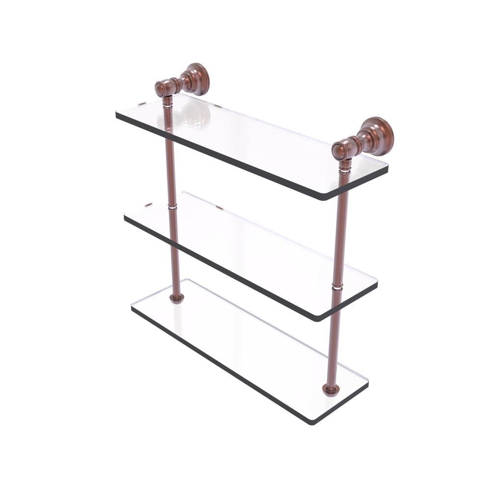 Allied Brass Carolina Antique Copper 3-Tier Brass Wall Mount Bathroom Shelf