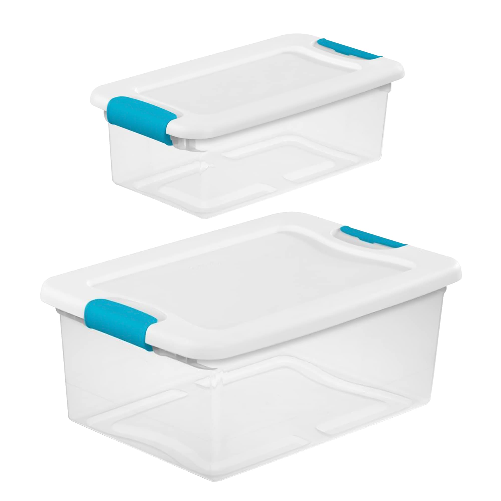 Sterilite 30 Quart Clear Plastic Storage Bin w/White Latch Lid, (12 Pack)
