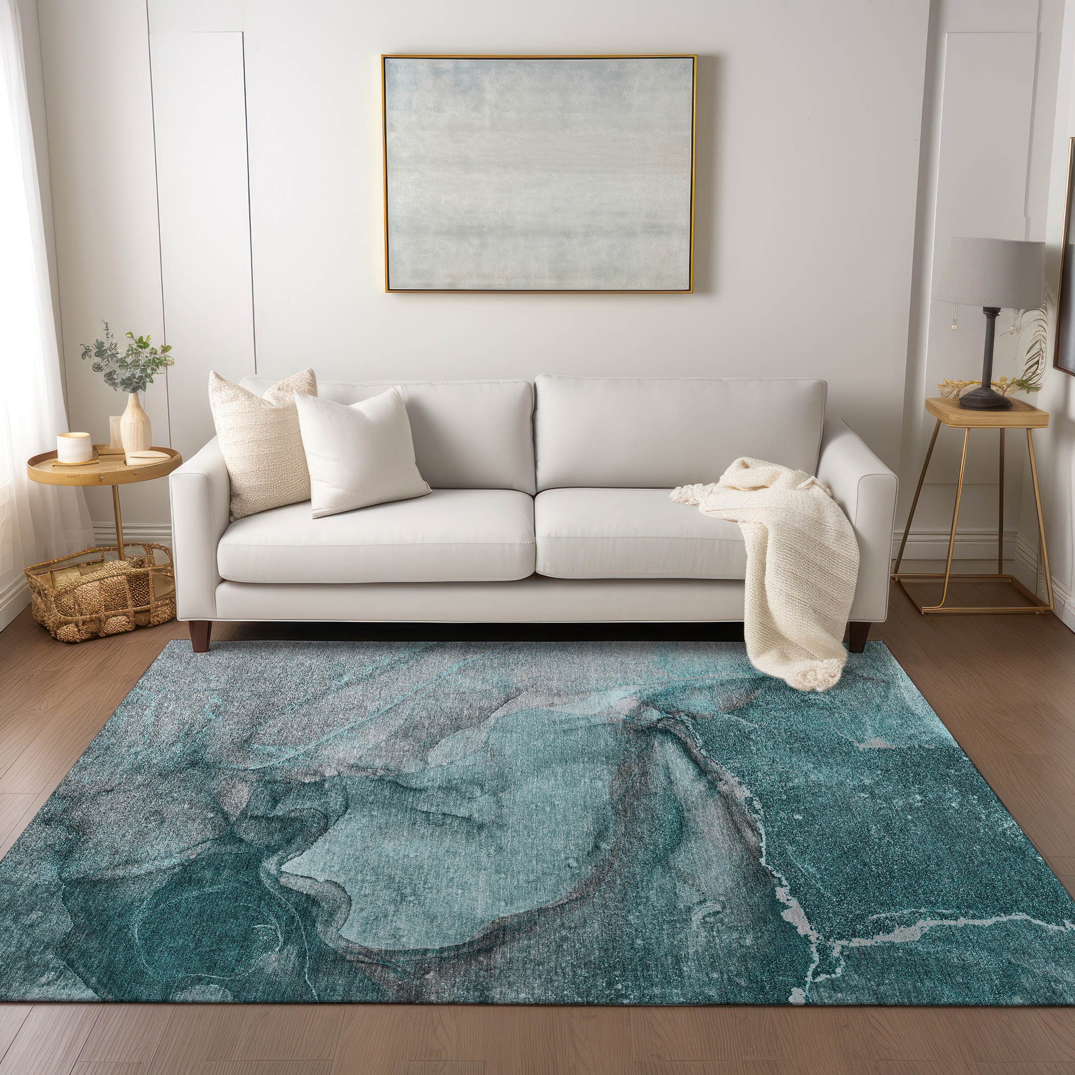 Addison Rugs ACN524TE5X8 Chantille ACN524TE 5 x 7 (ft) Polyester Teal Rectangular Indoor/Outdoor Abstract Machine washable Area rug