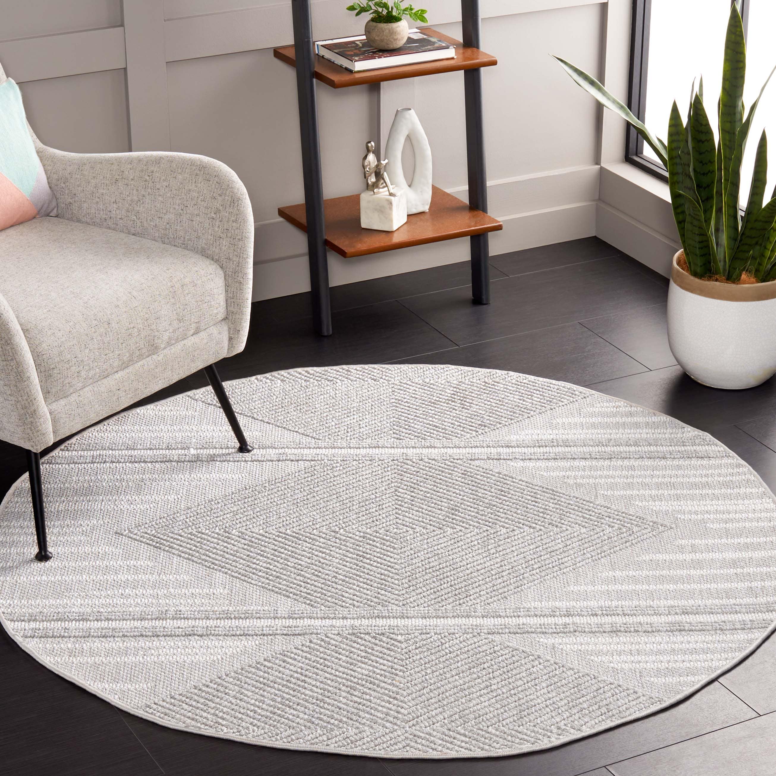 Camden 656F Grey/Ivory 5ft-3in x 5ft-3in Round Rug