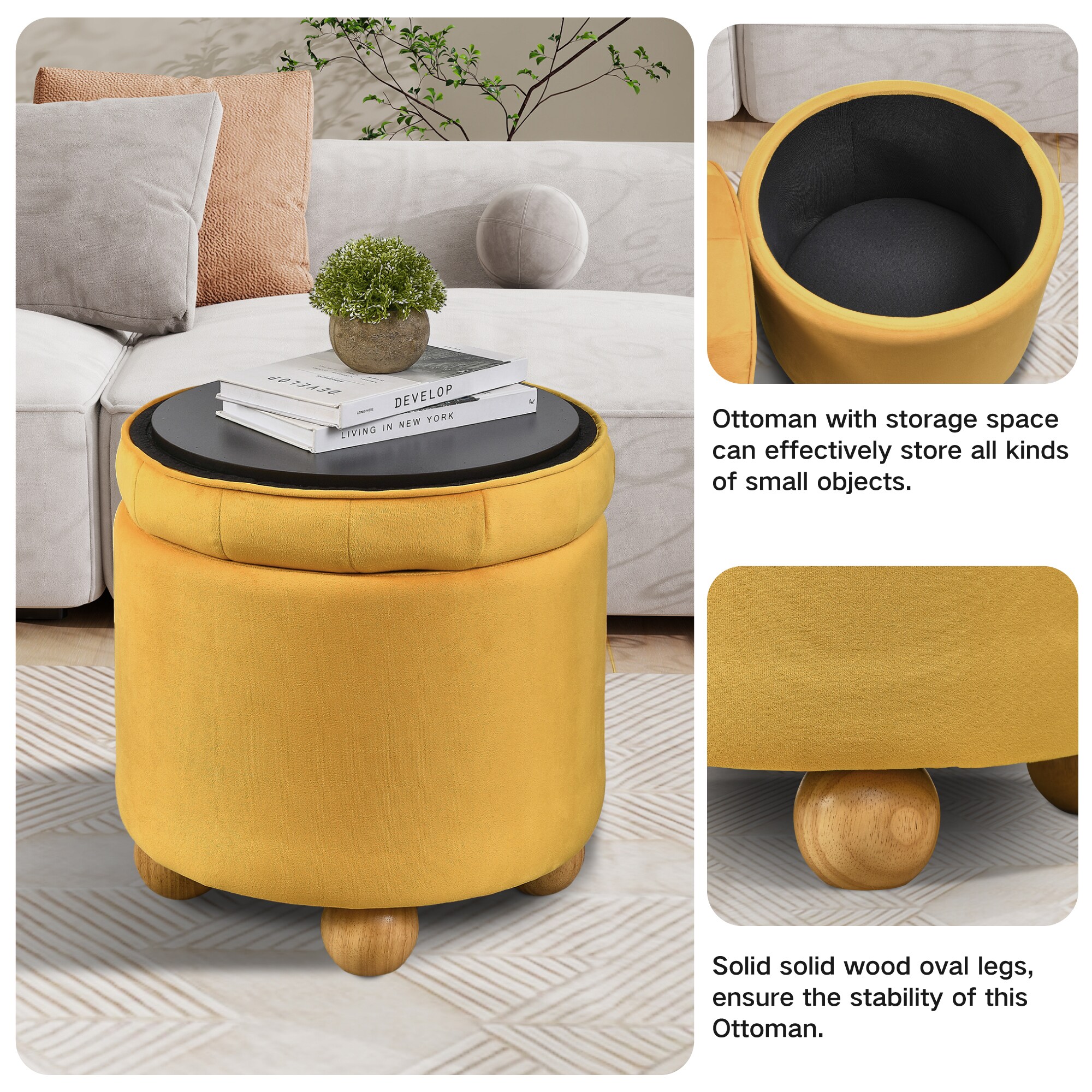 Hrinhom HC-D4117-DARK YELLOW Indoor-Ottomans - View #5