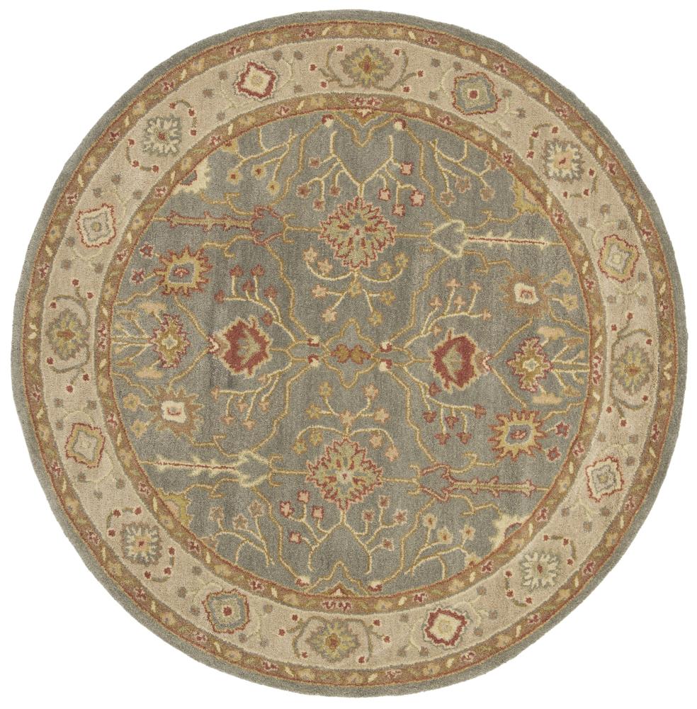 Handmade Blue Wool Tufted Round Area Rug, 6' x 6'