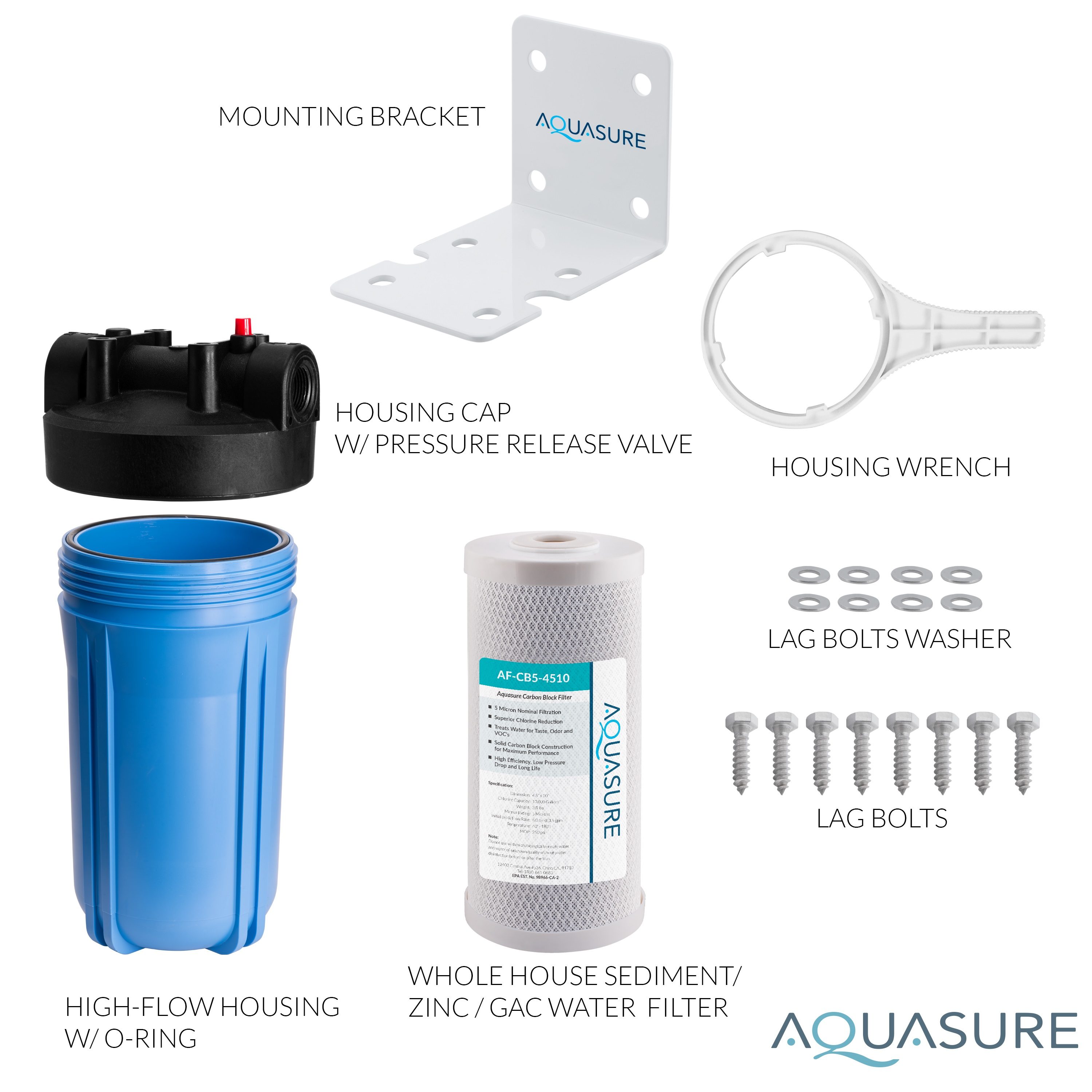 Aquasure Fortitude 10" Blue Carbon Block Water Filter System