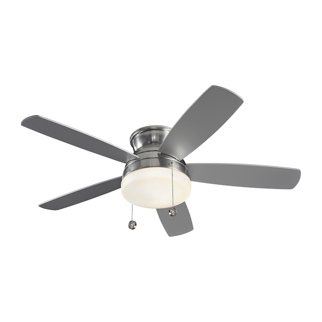 Monte Carlo Traverse 52 In Brushed Steel Led Indoor Flush Mount Ceiling Fan With Light 5 Blade The Fans Department At Com - 52 Monte Carlo Traverse White Led Hugger Ceiling Fans