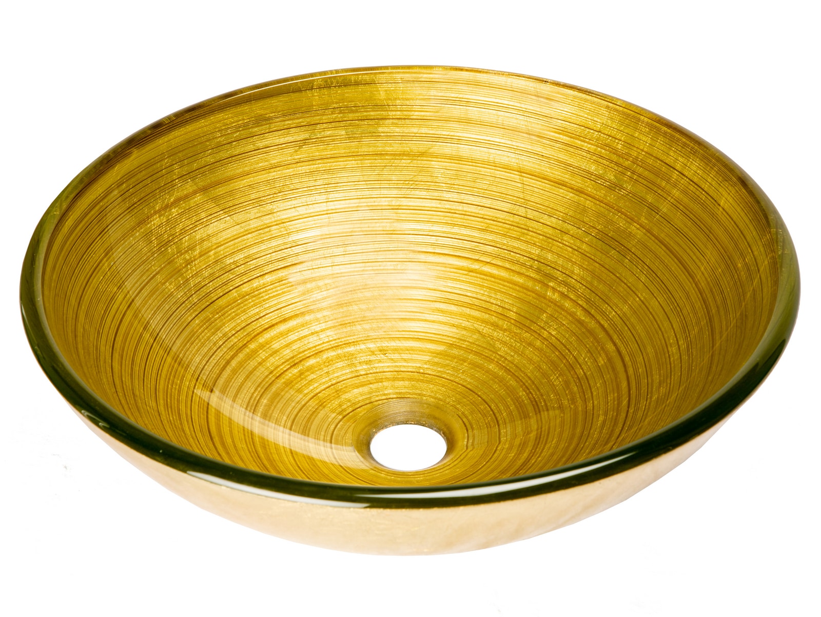 Khaki Tempered Glass Round Above-Counter Bathroom Sink
