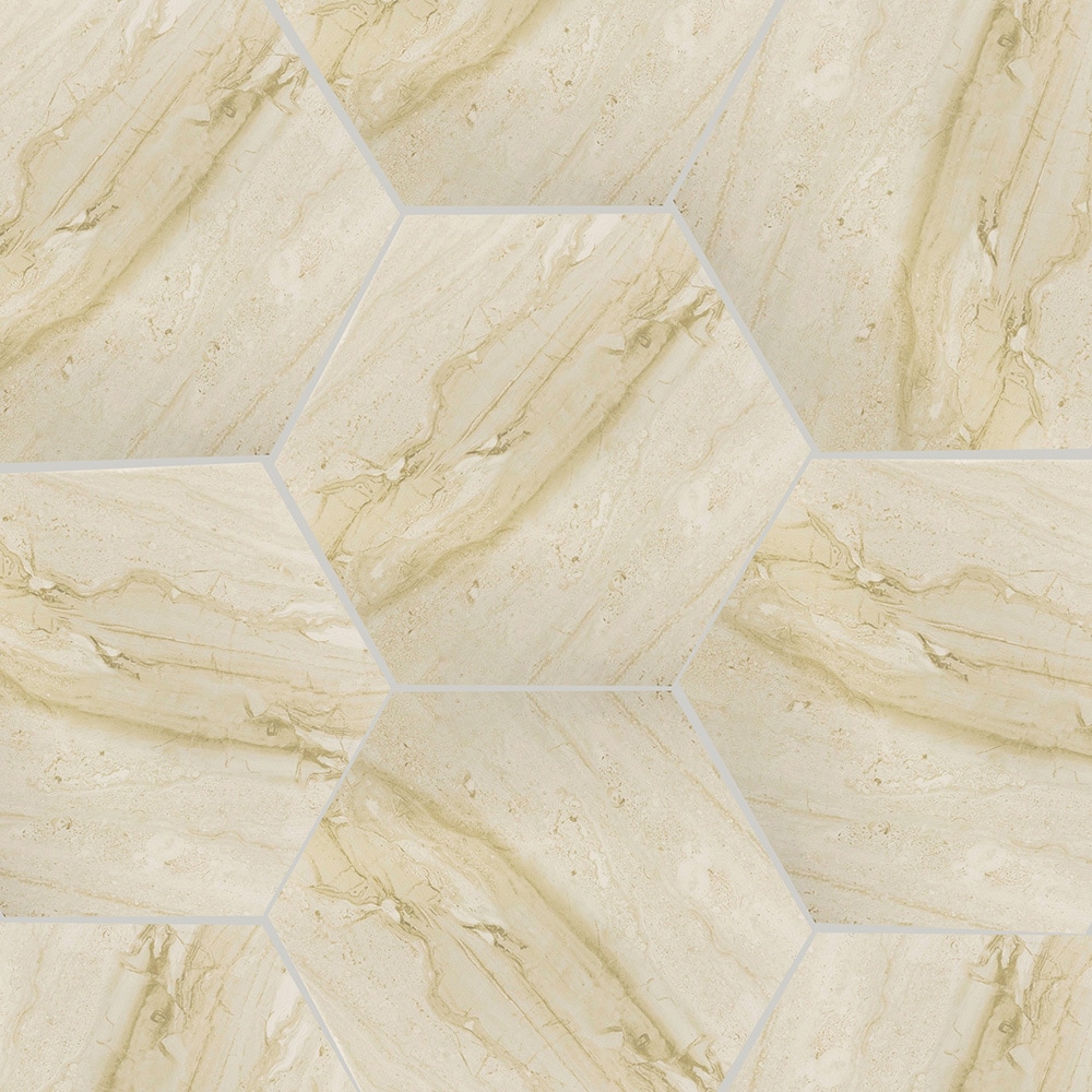 Elida Ceramica LWSSMMCHM Champagne 10-in x 12-in Matte Porcelain Marble Look Hexagon Floor and Wall Tile (0.624-sq. ft/ Piece)