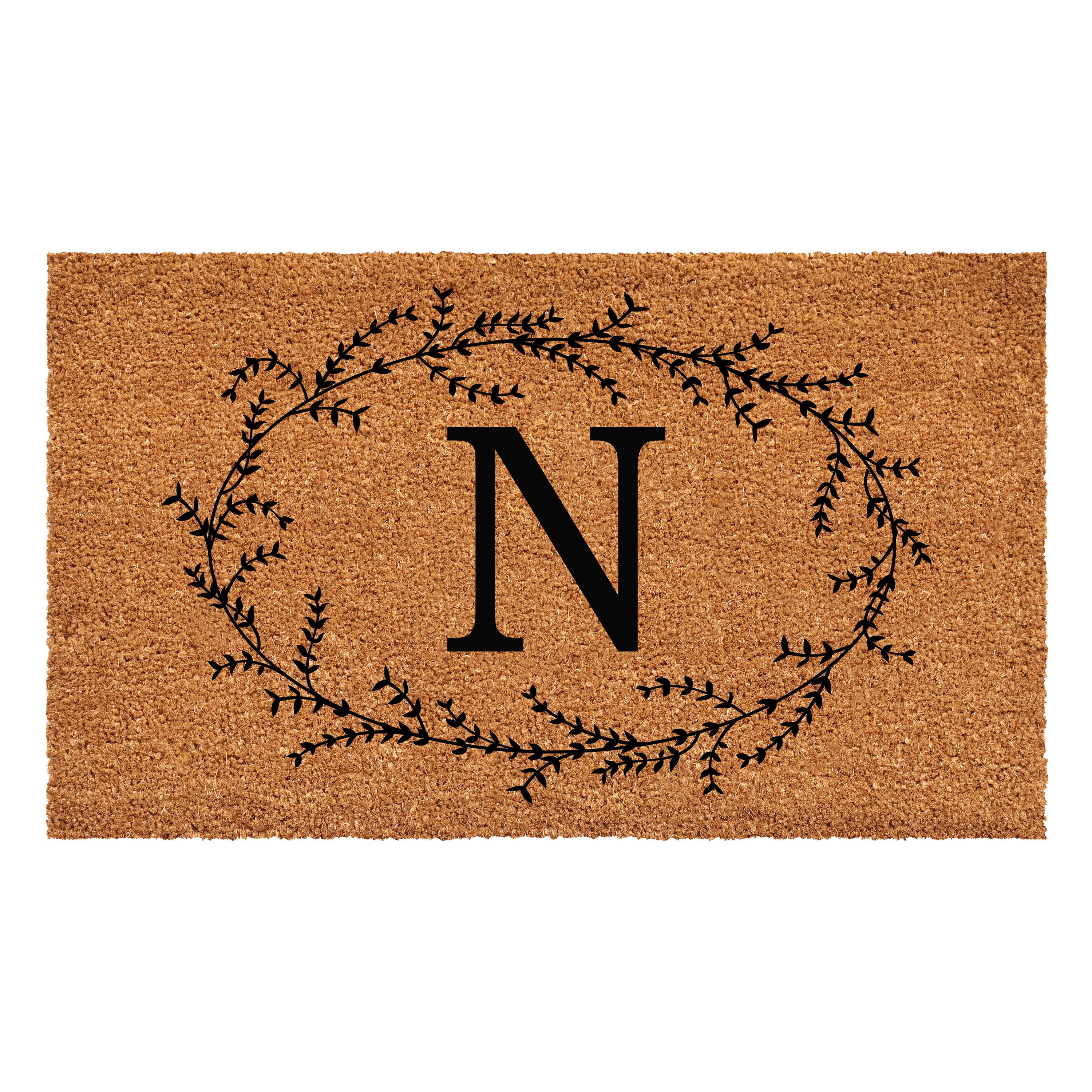 Natural Black Coir Vinyl Rectangular Outdoor Doormat