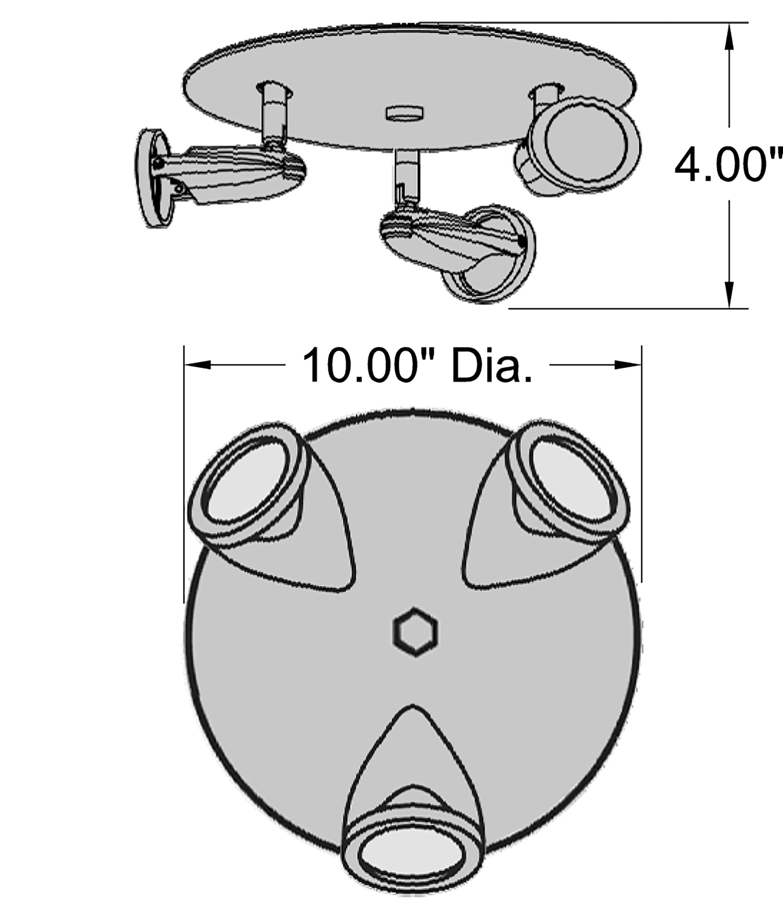 Brushed Steel 10" LED Cluster Spotlight Flush Mount