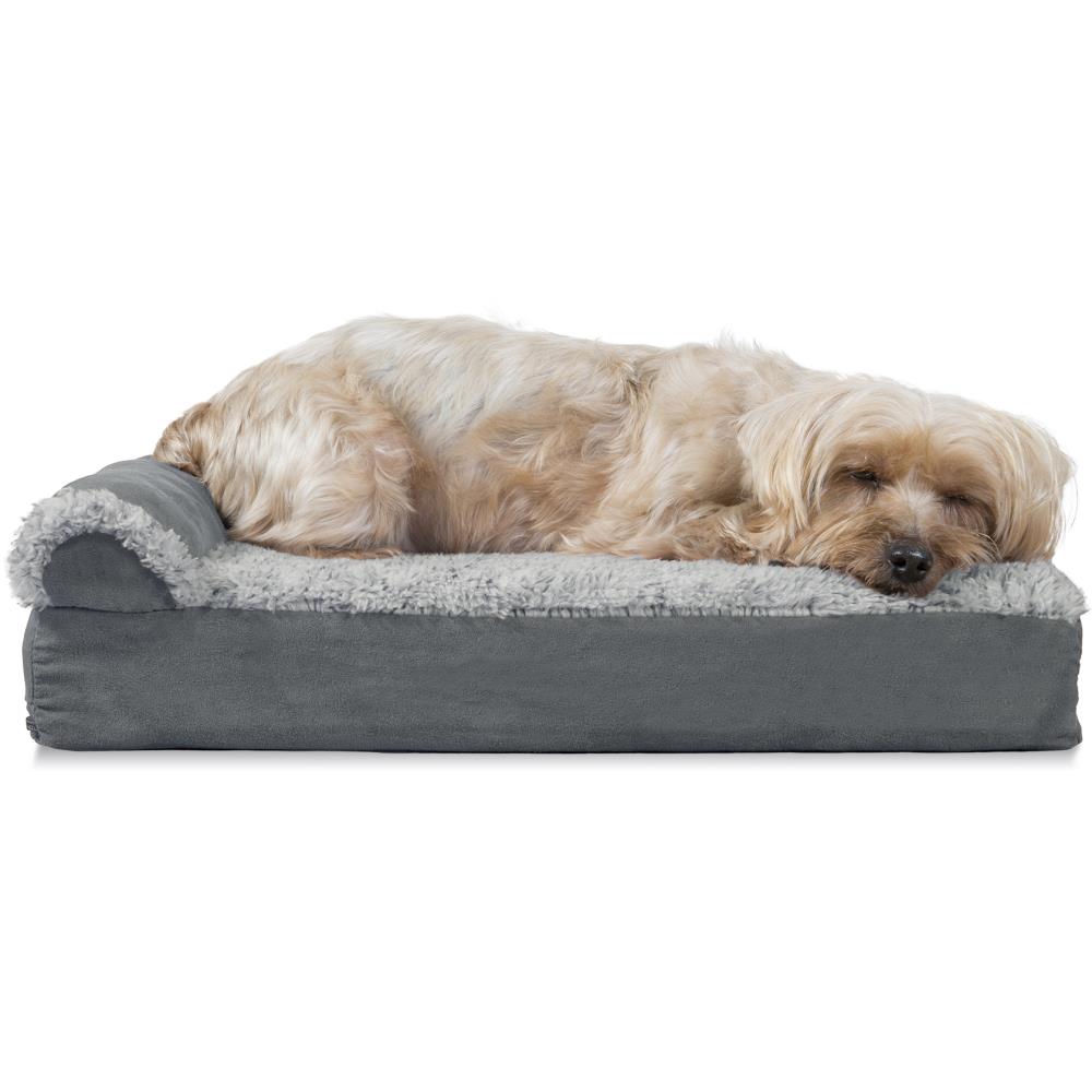 FurHaven Rectangular Stone Gray Polyester Orthopedic Dog Bed (Small) in ...