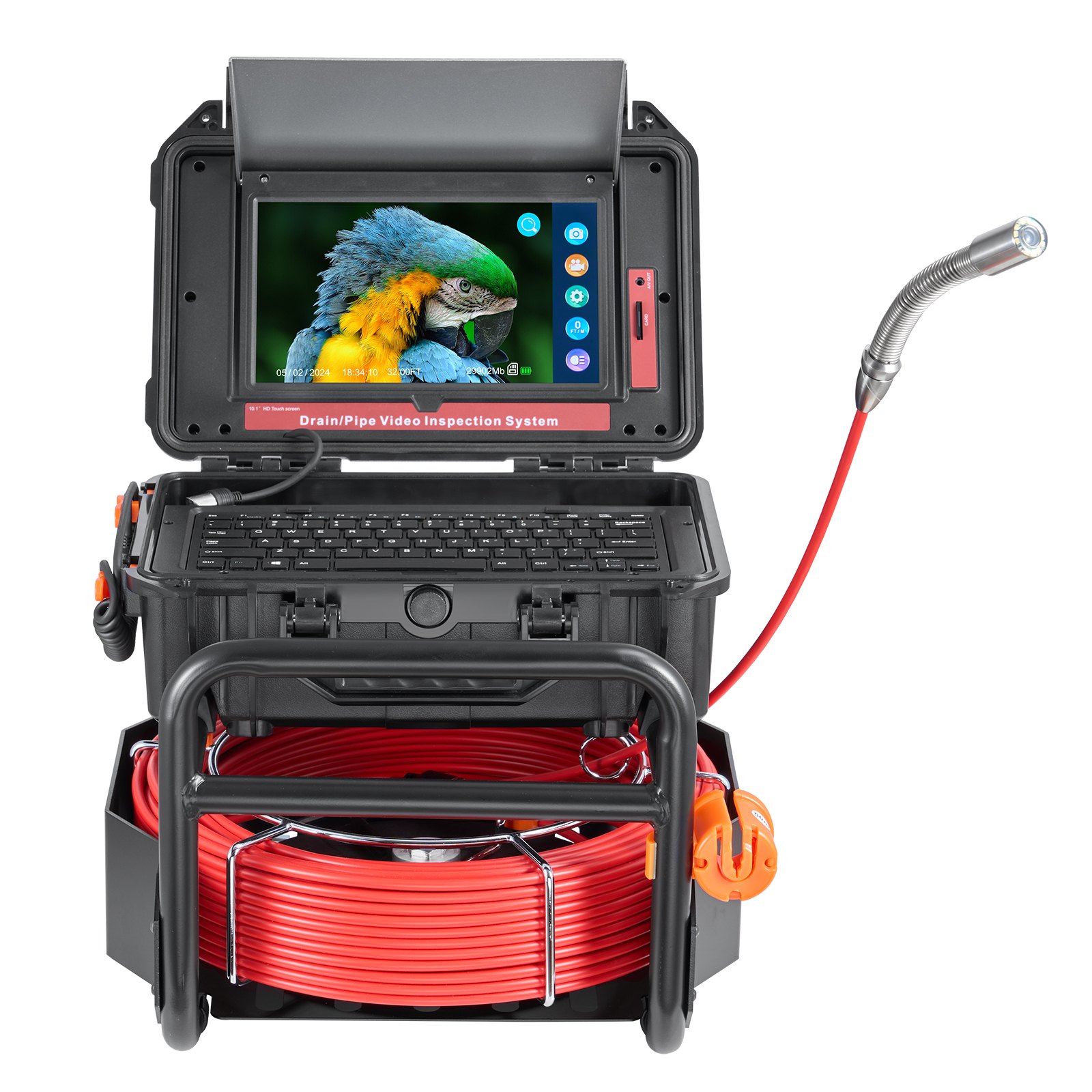 GIVIMO Sewer Camera 165 ft/50m Self-Leveling Drain Camera with 10.1-in Touchscreen 512Hz Transmitter Distance Counter IP67 Snake Plumbing Camera with Lights-12 LED