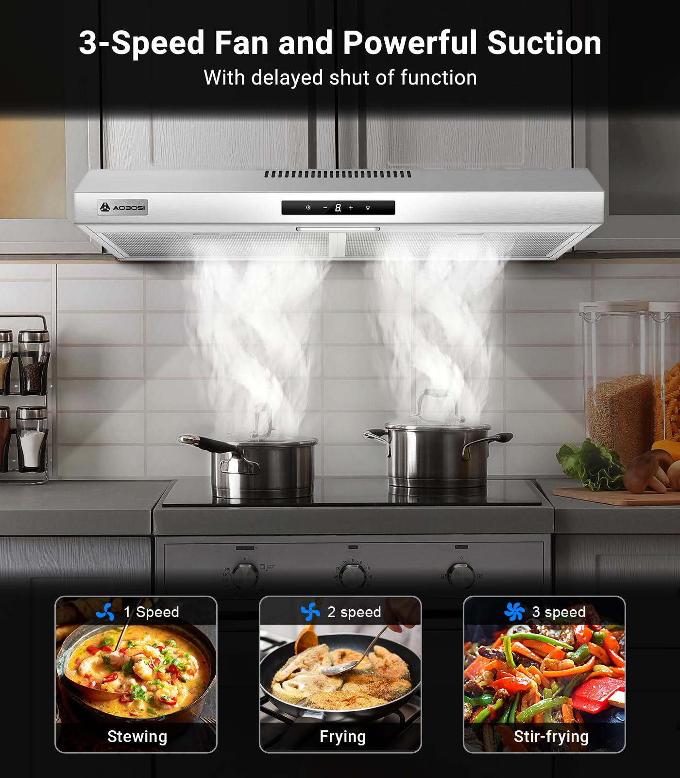AOBOSI UL-23BTHD30-TS-ST Undercabinet-Range-Hoods - View #4