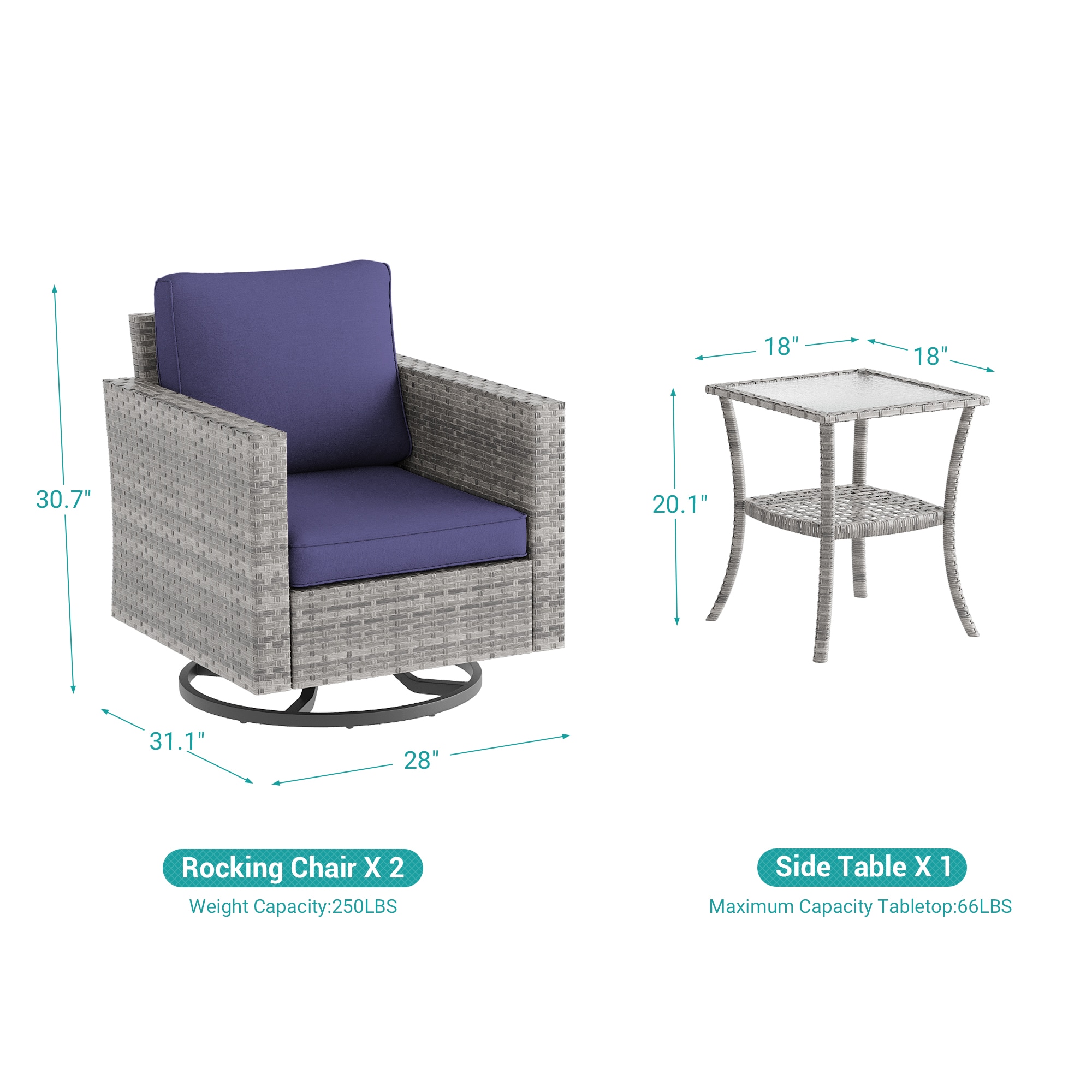 ACEGOSES LW-2RT2-HNY Patio-Conversation-Sets - View #2