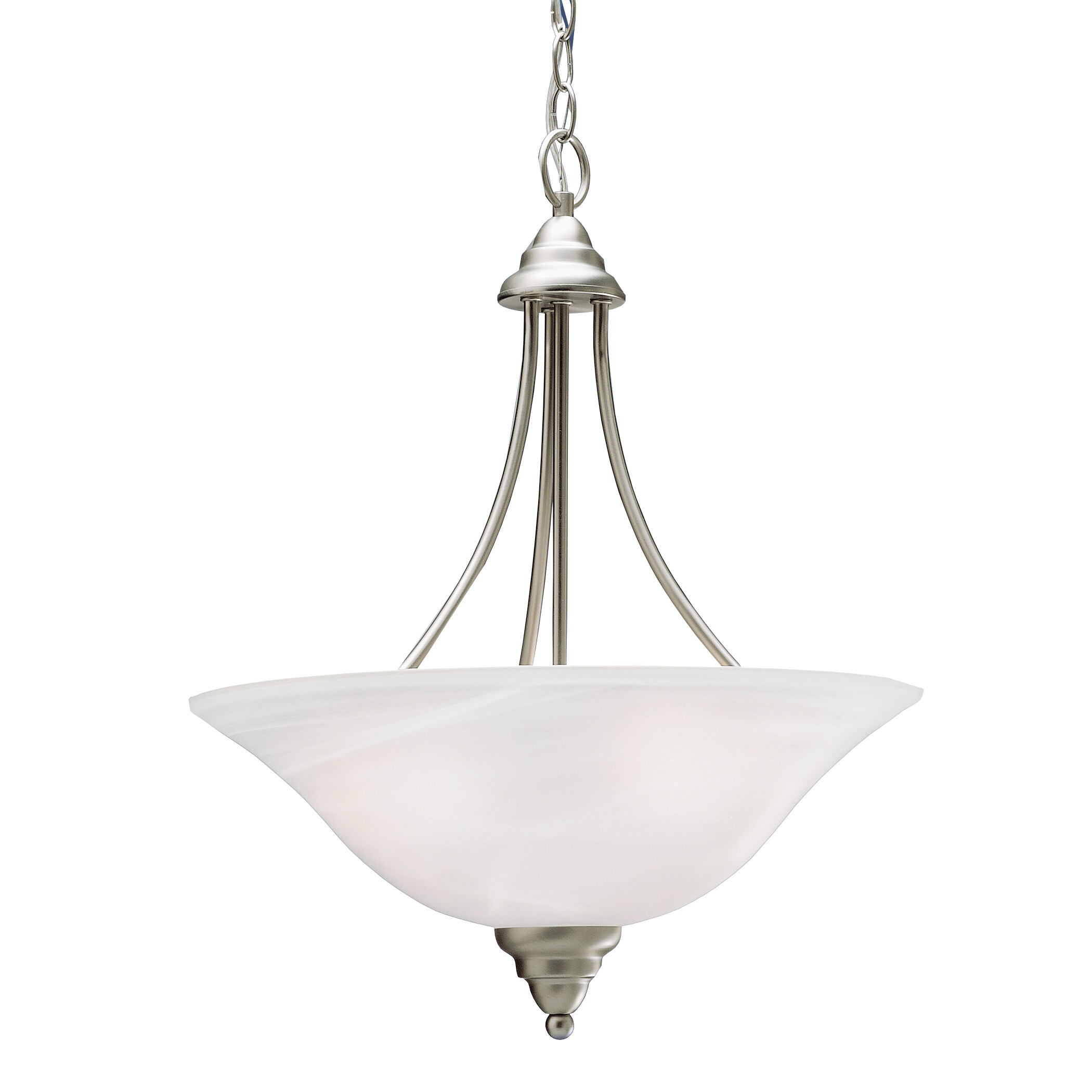 Kichler 3277NI Telford 3-Light Brushed Nickel Transitional Alabaster Glass Bowl Single