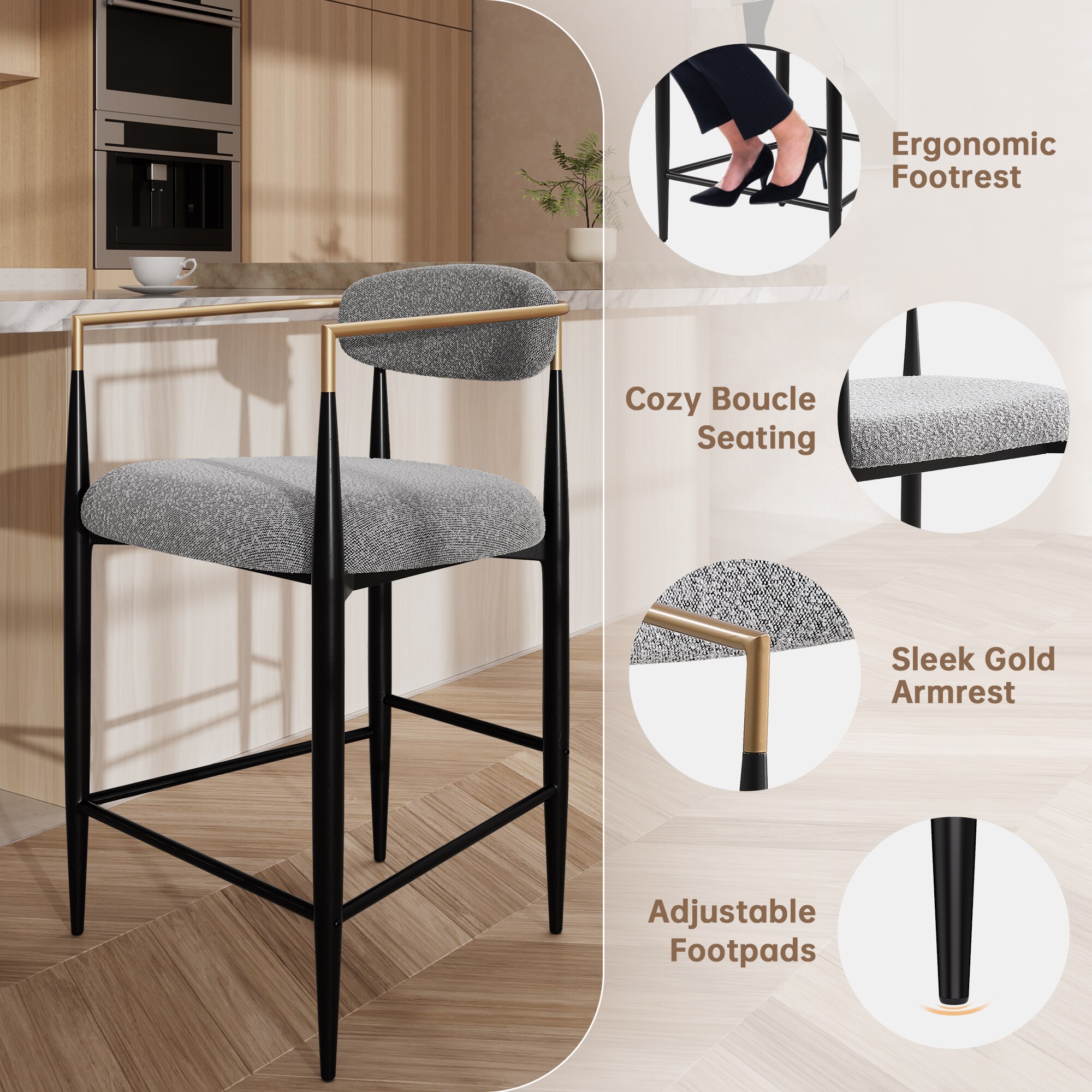 FARATI D2006BR-GREY Dining-Chairs - View #2