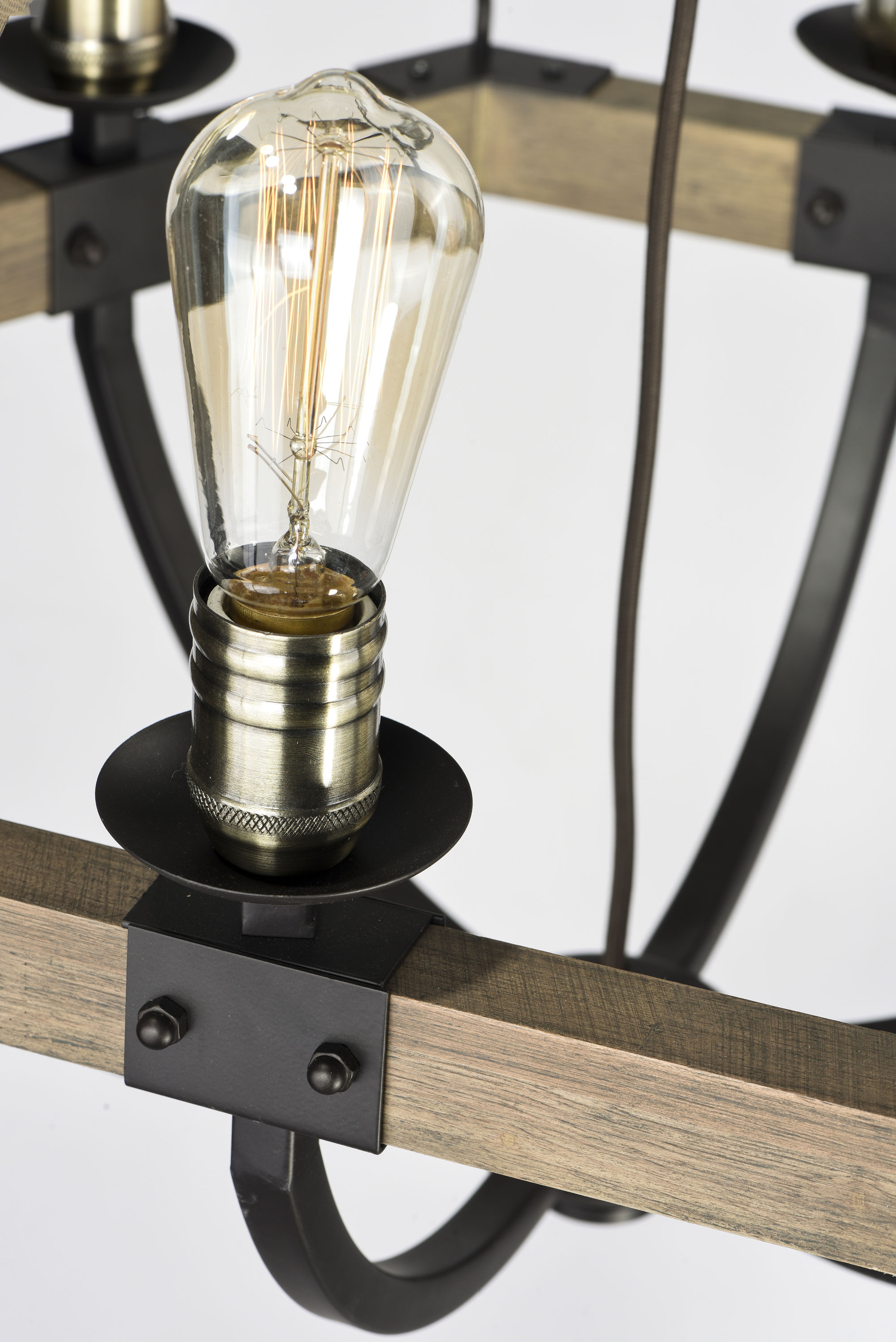 Weathered Oak and Bronze 6-Light Rustic Chandelier