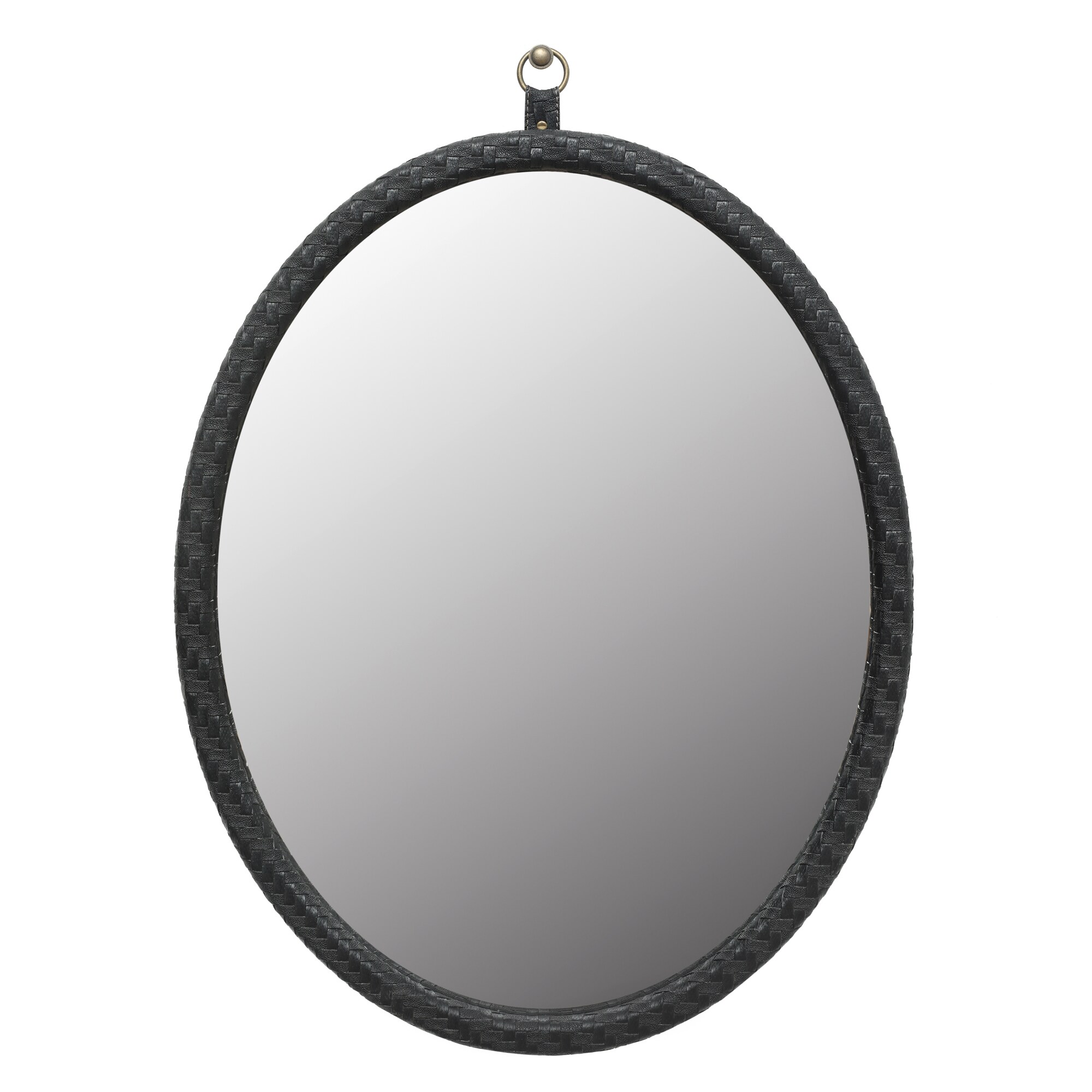 Wall Black Border Minimalist Round Mirror 19 Inch | Nestasia