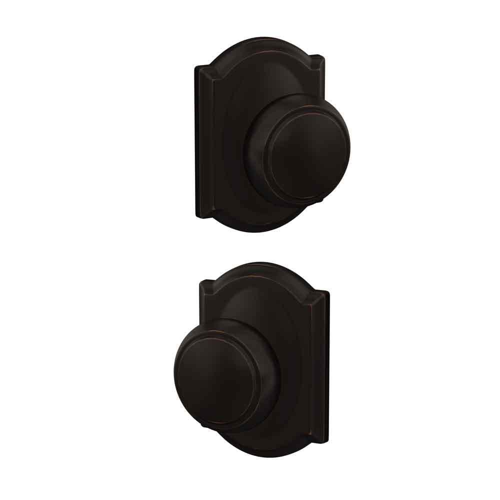 Schlage FC172 AND 716 CAM Custom Andover - Camelot Aged Bronze Interior Hall/Closet Dummy Door Knob