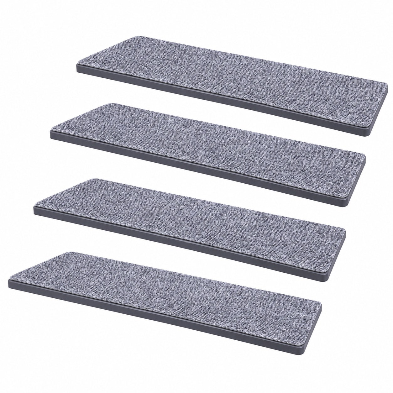 Etokfoks  Unfinished Rubber Stair Treads 6 Pack 10x35 in Anti Slip Safety Water Holding for Hardwood Concrete