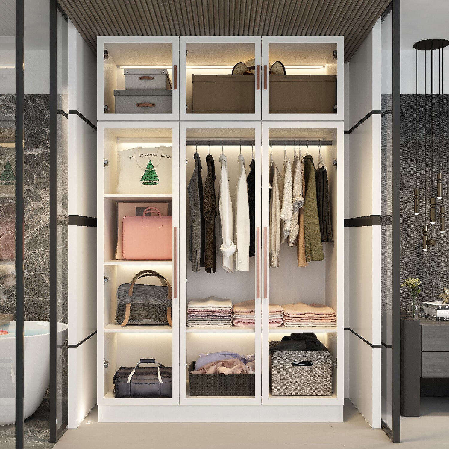 FUFU&GAGA JH0318-03+04 White Armoire